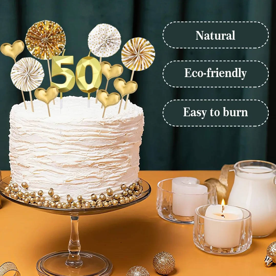 Bougies d'anniversaire 50 Ans pour Gâteau, Décoration Fête Homme Femme