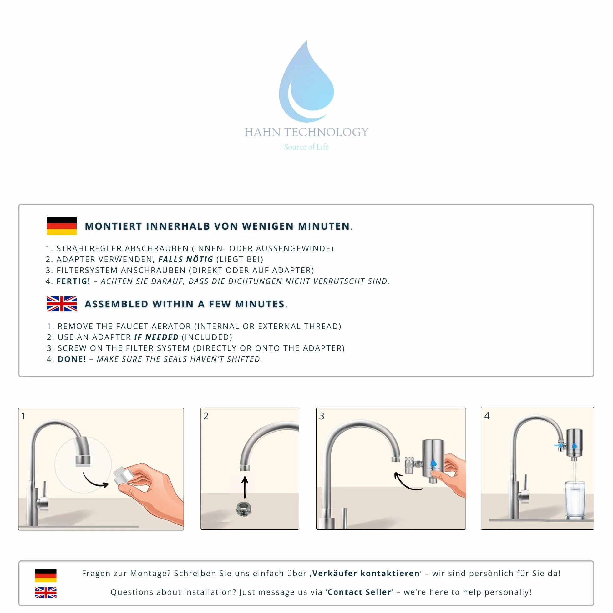 Filtre à eau pour robinet acier inoxydable cartouche charbon actif Plus élimine chlore microplastiques