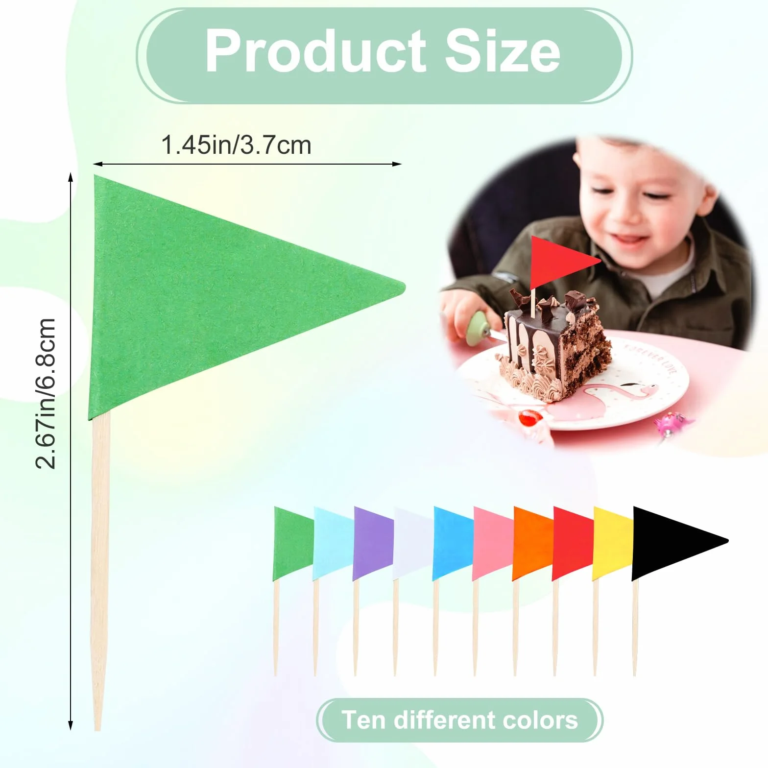 Cure-dents triangulaires colorés lot de 100 pour nourriture