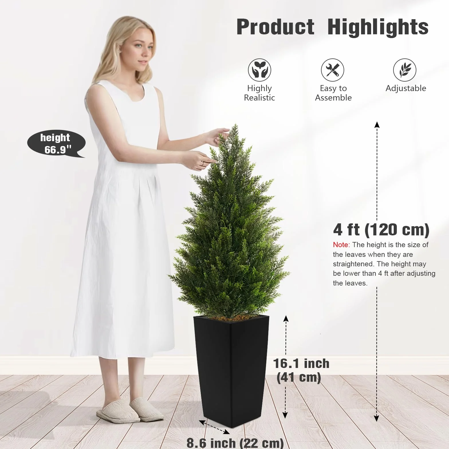 Plante Artificielle Exterieur 2 Pack Arbre Topiaire Cèdre Cyprès Artificiel en Pot Décoration Jardin
