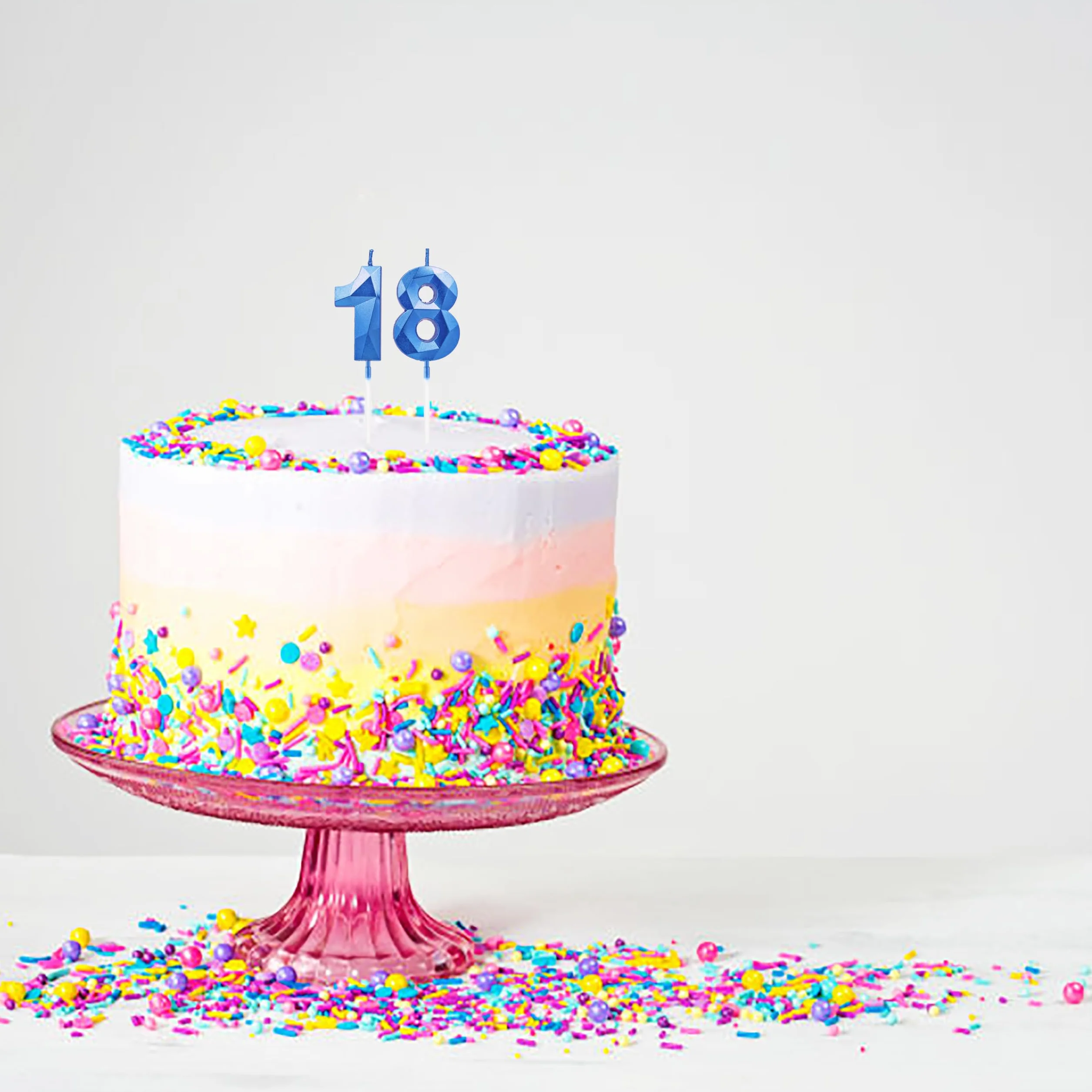 Bougies d'anniversaire 18, bleu saphir, numéro, décoration de gâteau