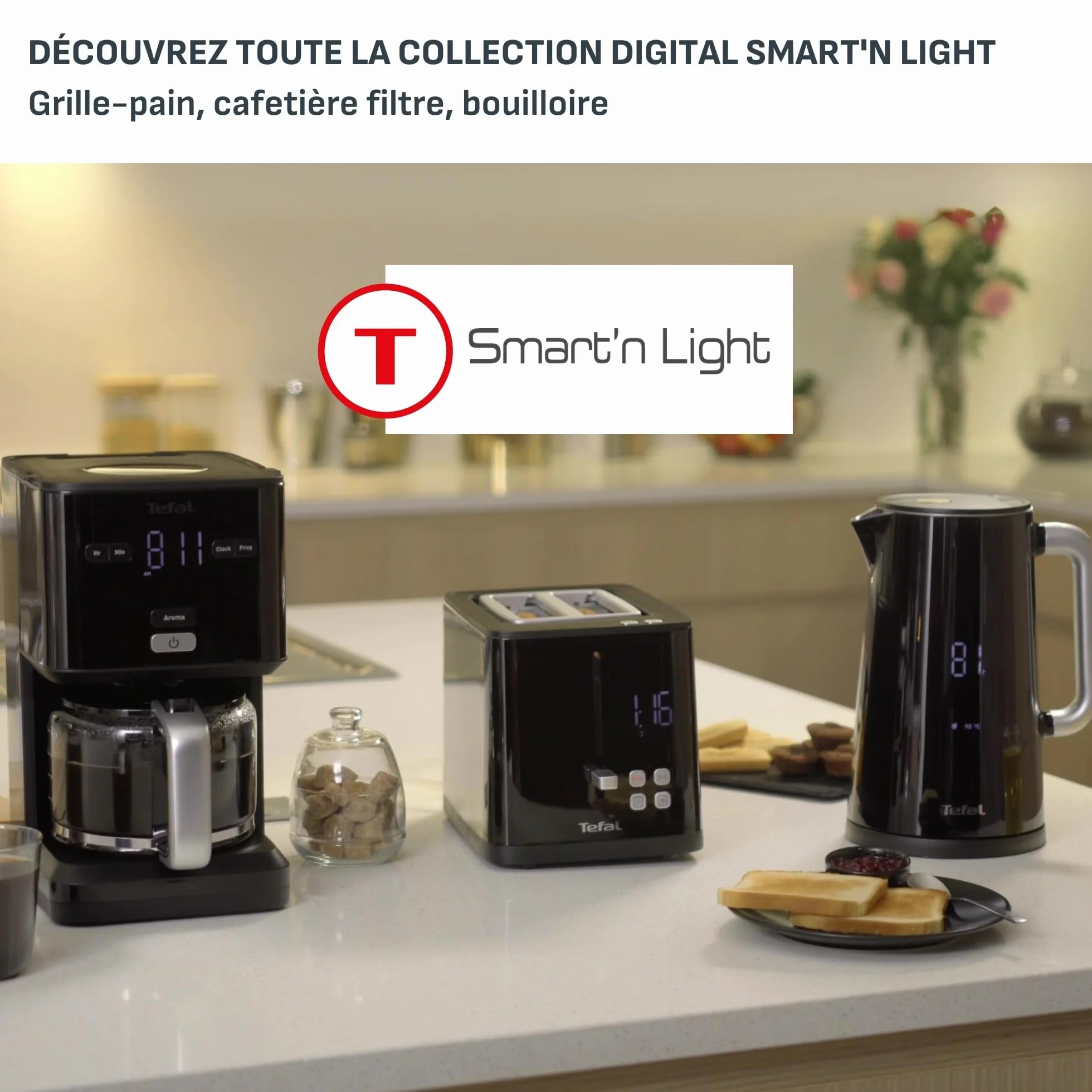 Tefal Bouilloire électrique 1,7 L Smart'n Light Noire KO850810