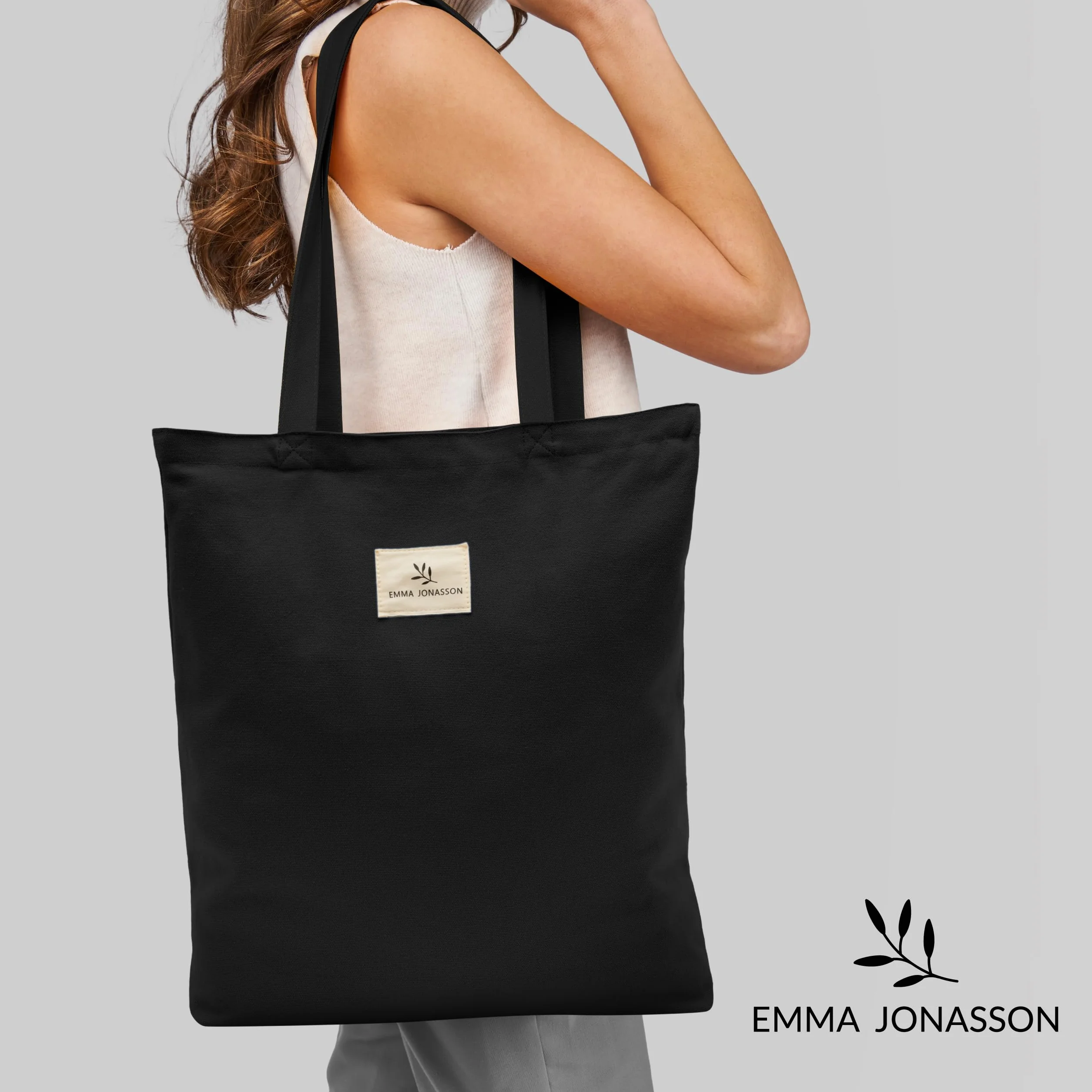 Tote Bag Femme Sac en Toile avec Fermeture éclair Poche intérieure Canvas Coton