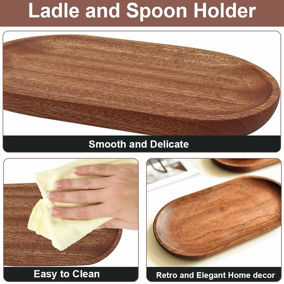 Porte-Cuillère Cuisine en Bois Rétro Naturel, Porte-Ustensiles pour Comptoir Spatules Cuillères