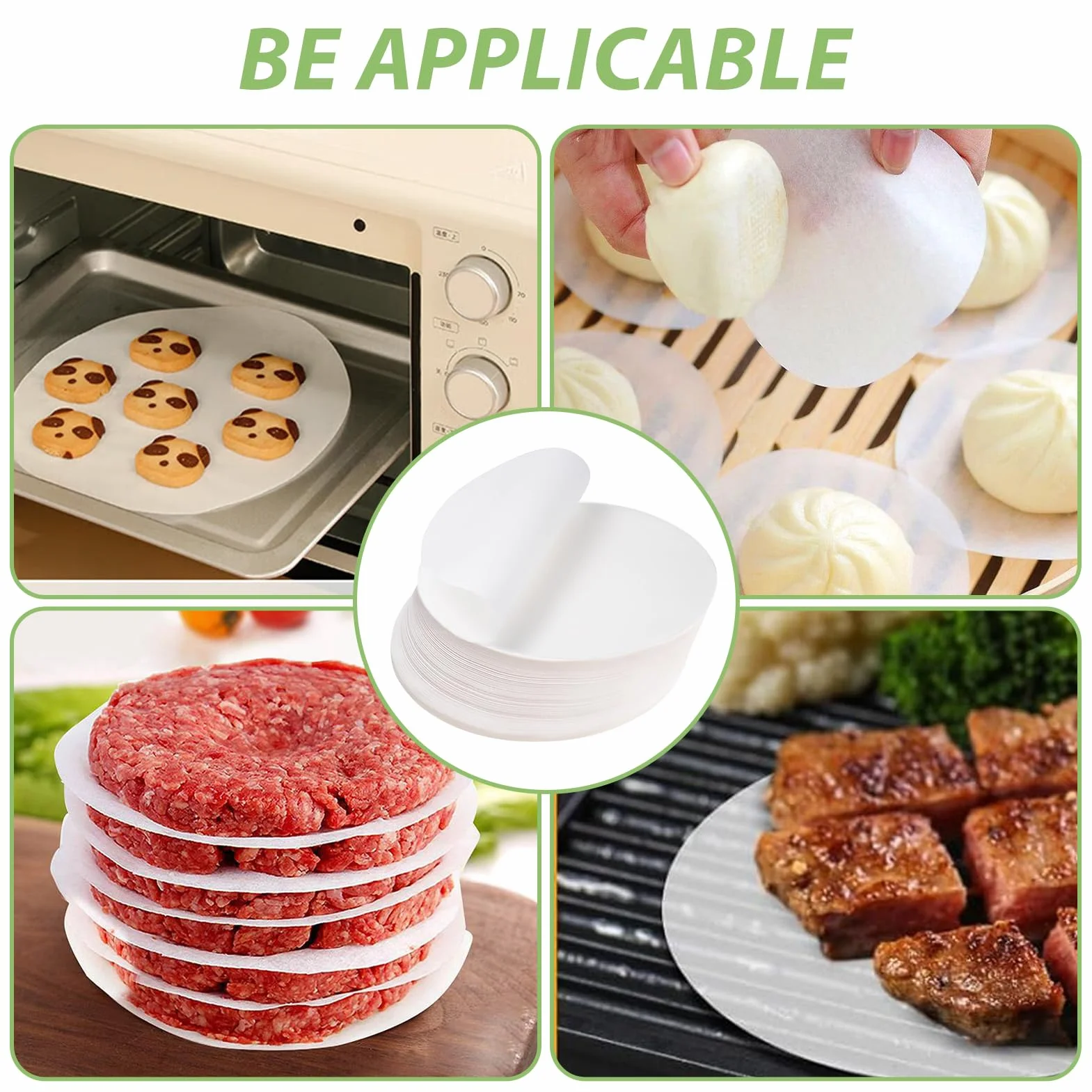 JINSIHU Papier Antiadhésif 500 Pièces 13cm Ronds pour Burgers Steaks Hachés Barbecue