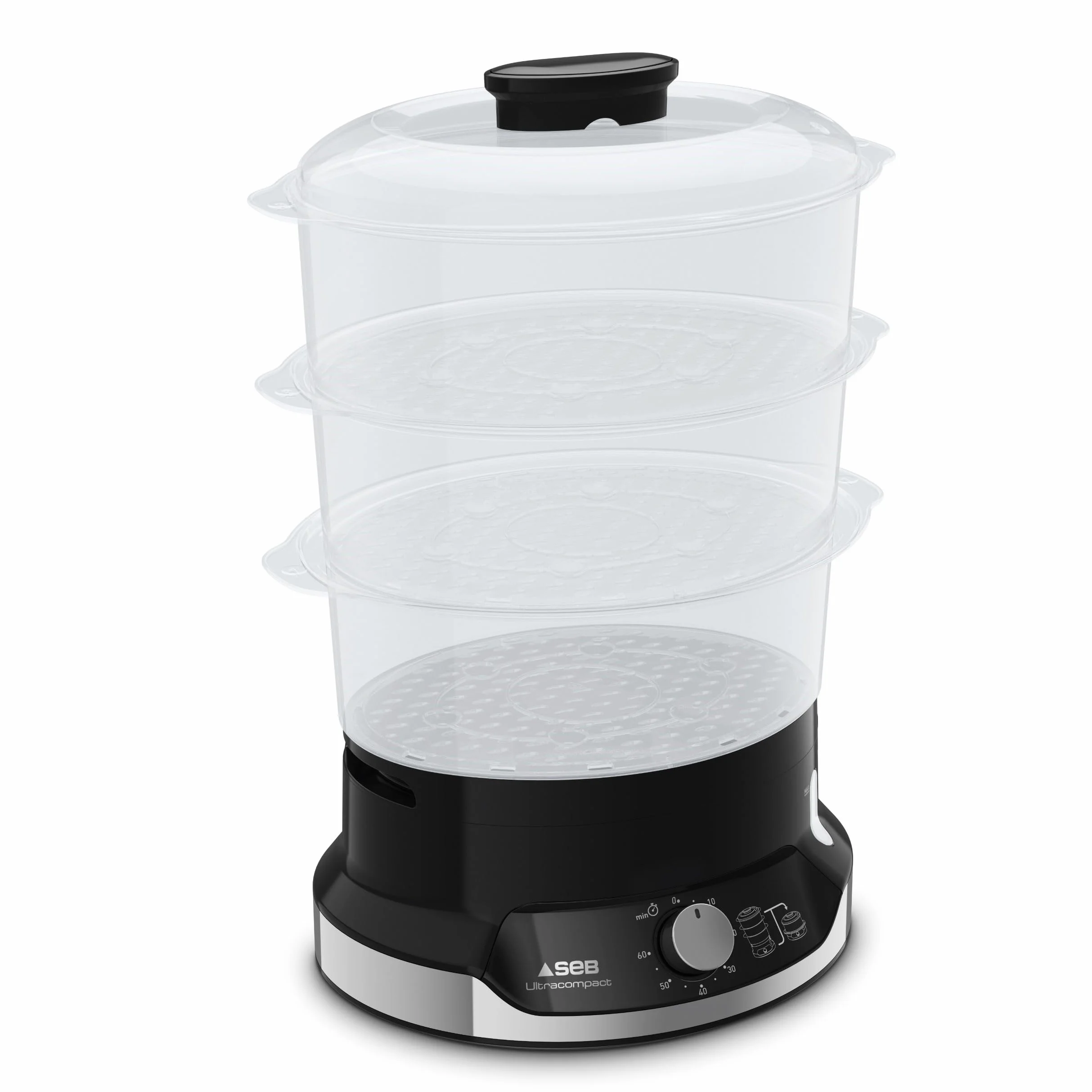 Seb Ultracompact Cuiseur Vapeur 9 L 800 W 3 Bols Empilables Minuteur 60 min Arrêt Automatique VC204800