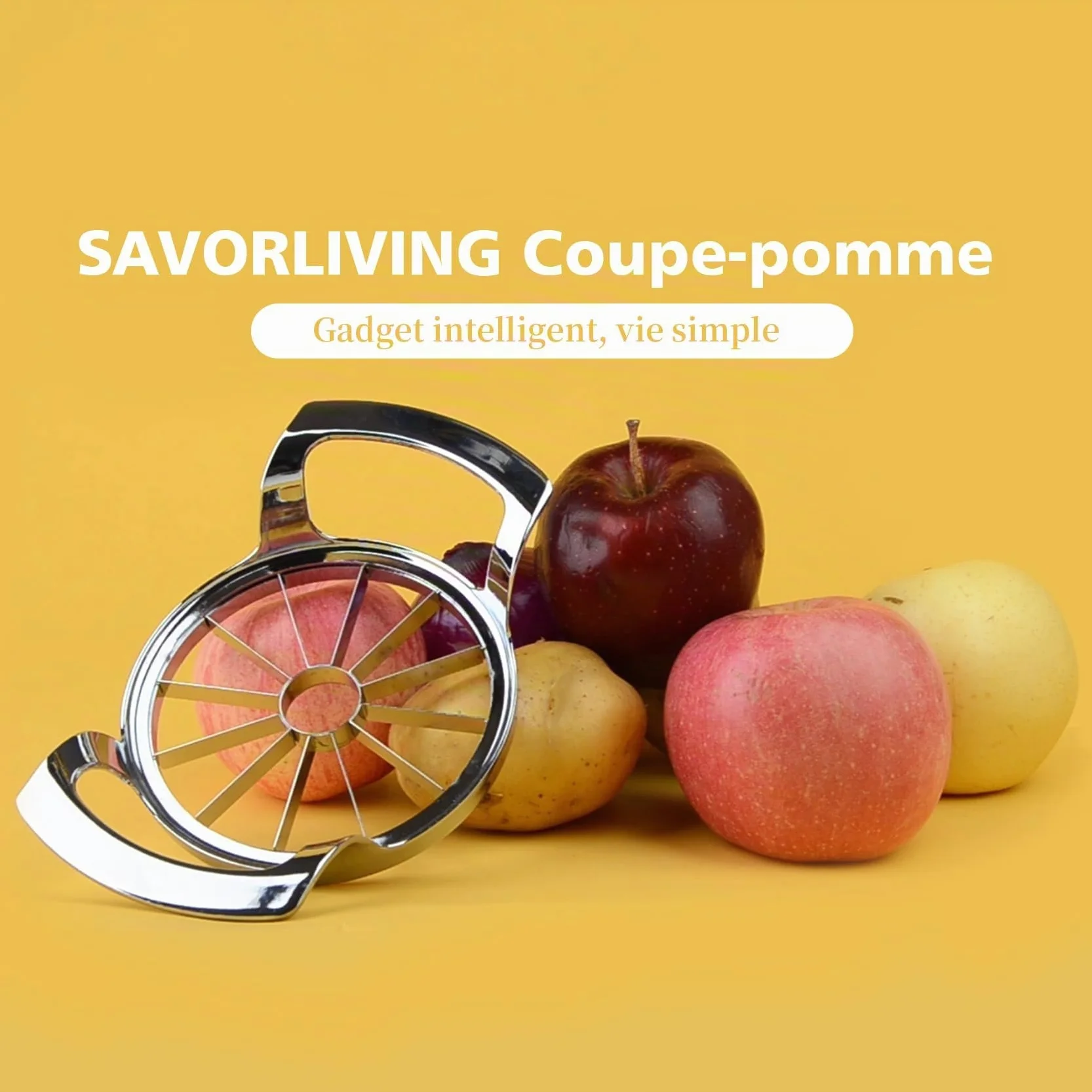 Coupe Pomme en Acier Inoxydable 12 Lames Extra-large, Trancheuse de Pomme Robuste
