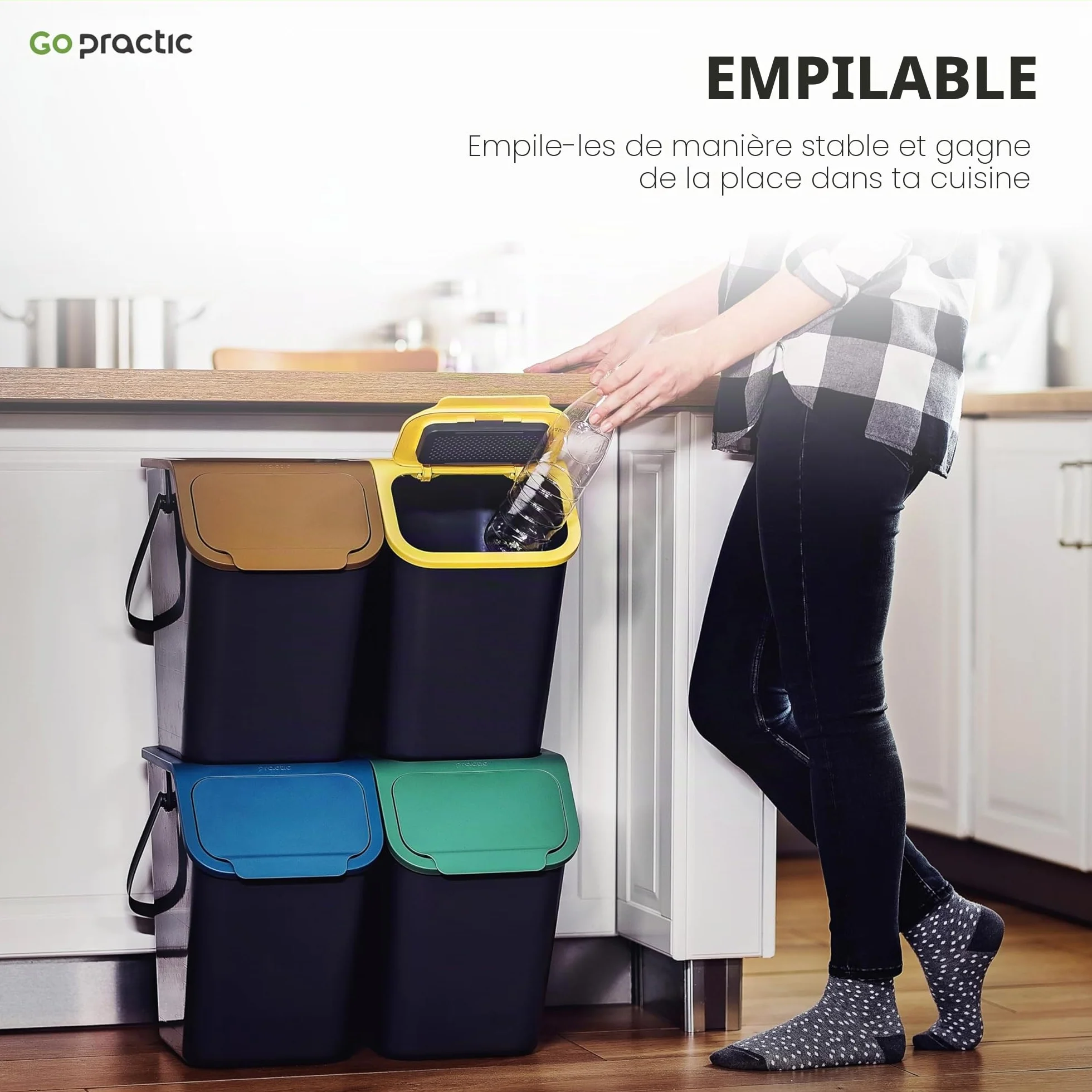 Poubelle Cuisine Tri Selectif 2 Bacs 25 litres