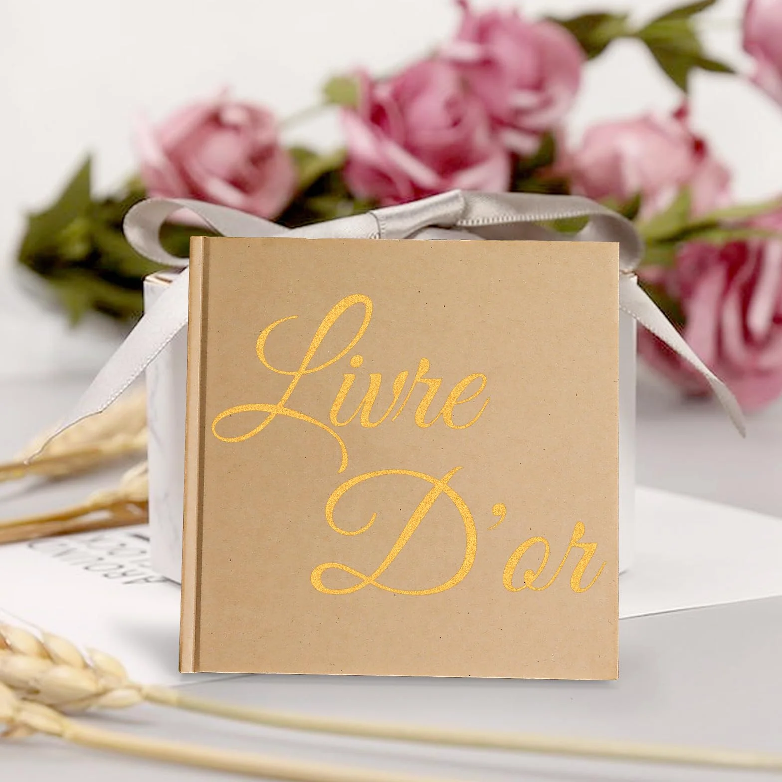 Livre d'or Mariage Vintage Vierge 21 x 21 cm 72 Pages