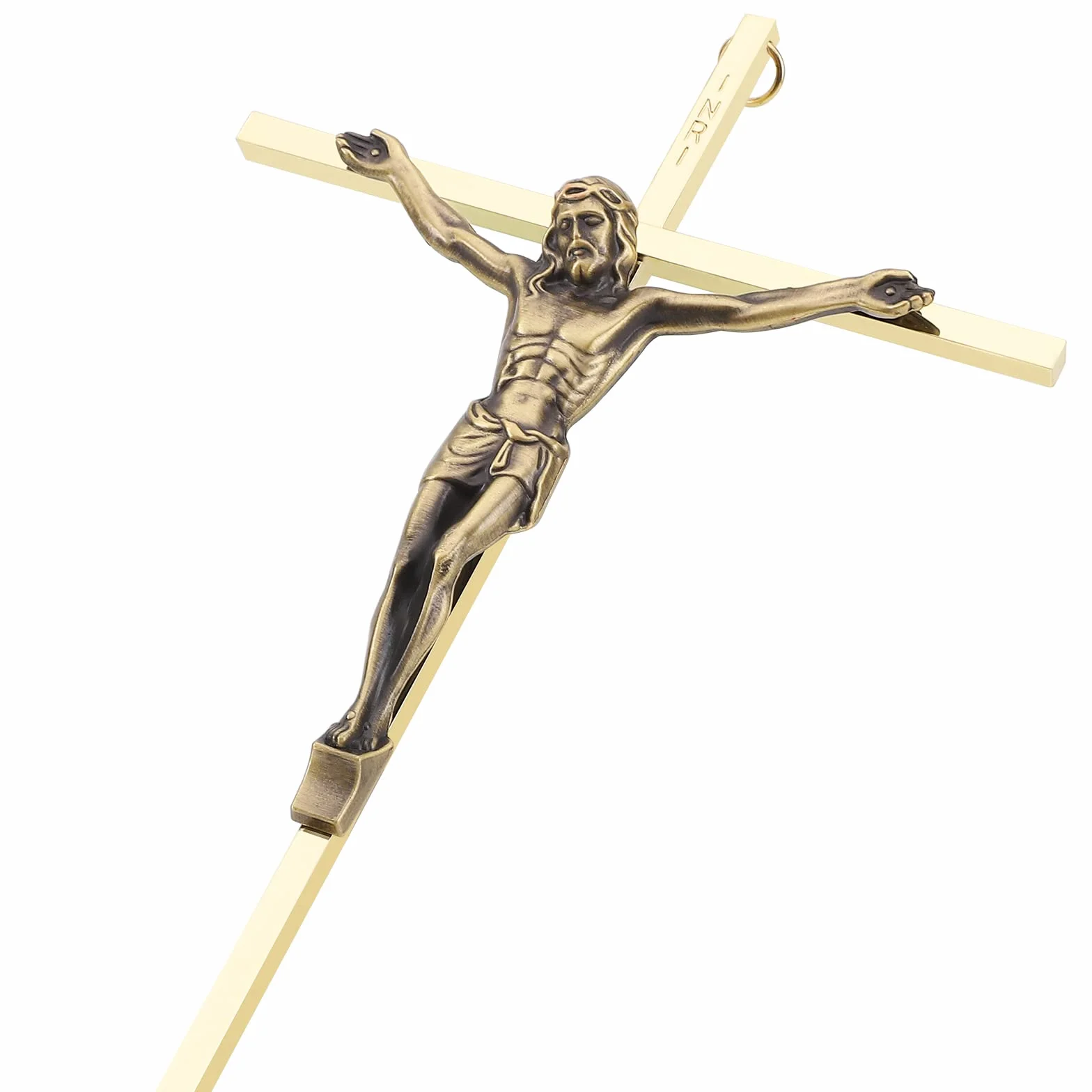 Crucifix mural en métal doré brillant 25,4 cm à suspendre