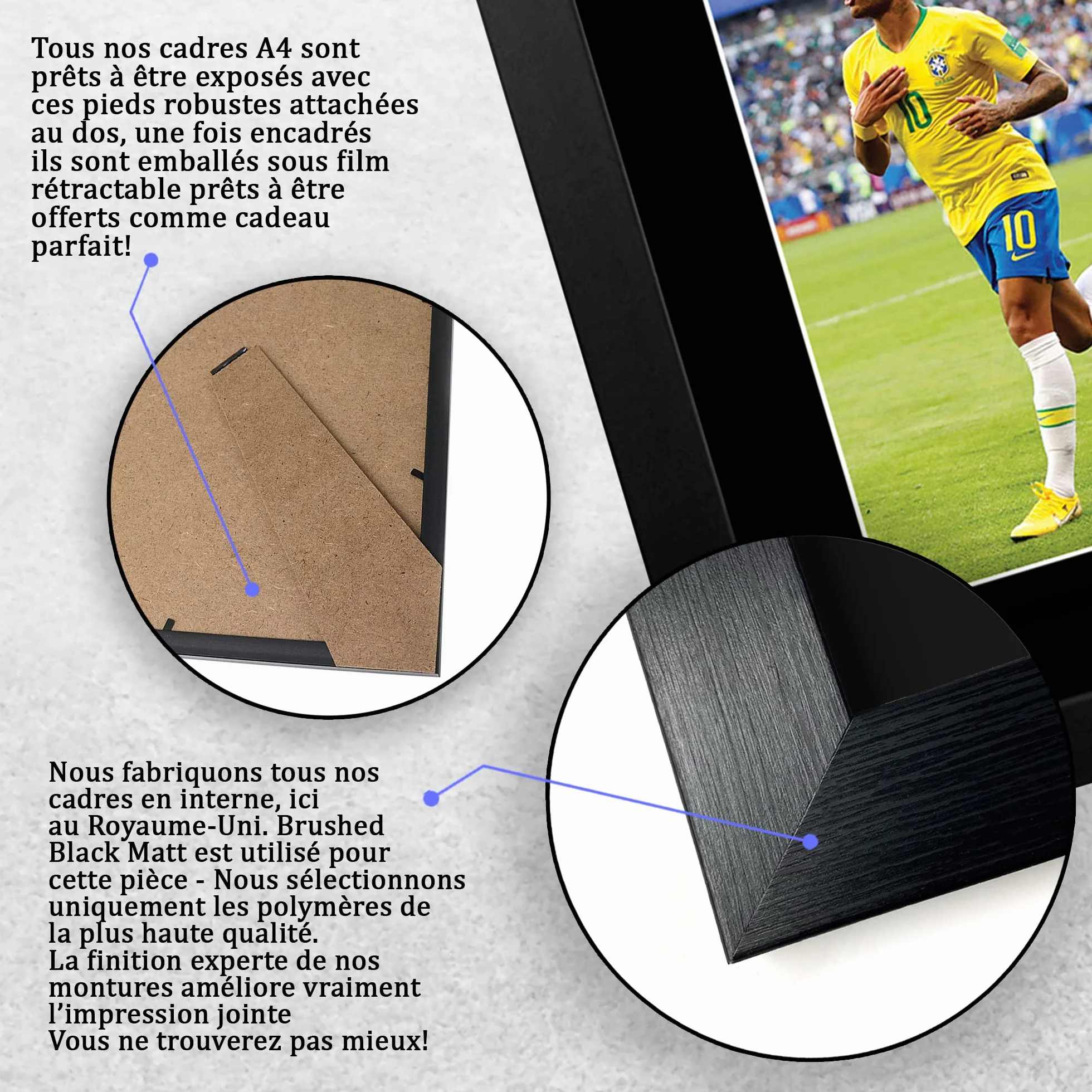 Neymar Jr Brazil A4 photo autographe signée encadré cadeau football fans supporters
