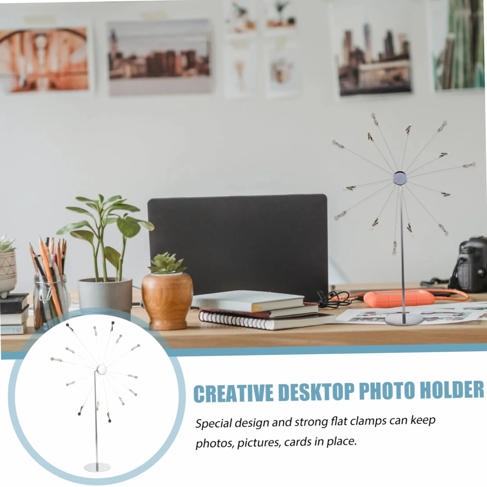 Sky Wheel Support photo créatif avec clips durable décoration bureau Argenté