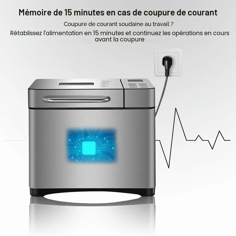 Machine à pain 19 en 1 acier inoxydable 650 W panneau tactile numérique