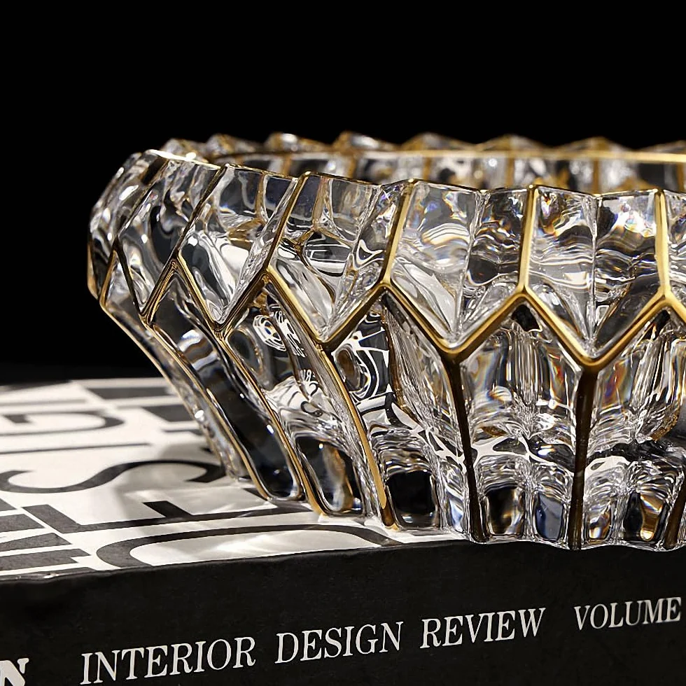 Bol décoratif en cristal doré peint à la main 14 cm
