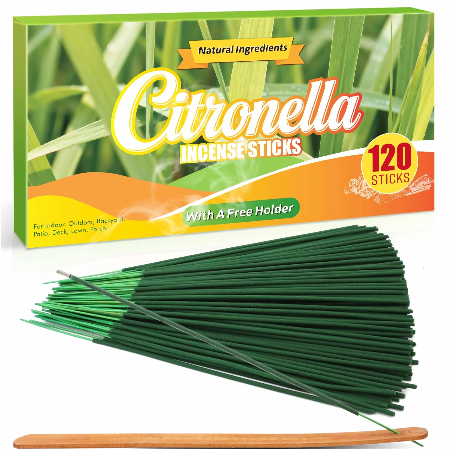 SCENTORINI Bâtons d'Encens Naturelle Citronnelle Extérieur Jardin Balcon Terrasse 120 pcs