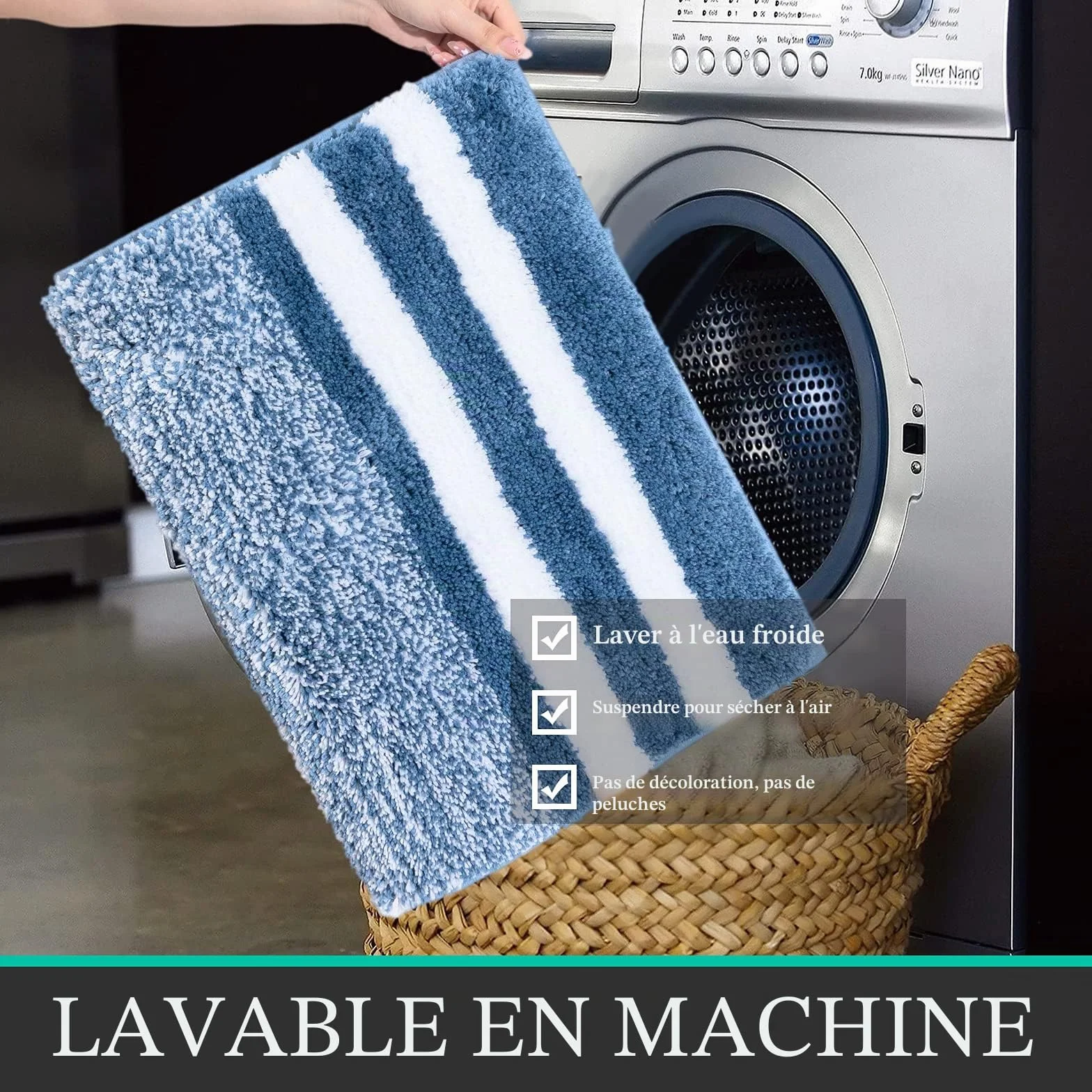 Pauwer Doux Tapis de Bain Antidérapant 50 x 80 cm Microfibre Absorbant Lavable