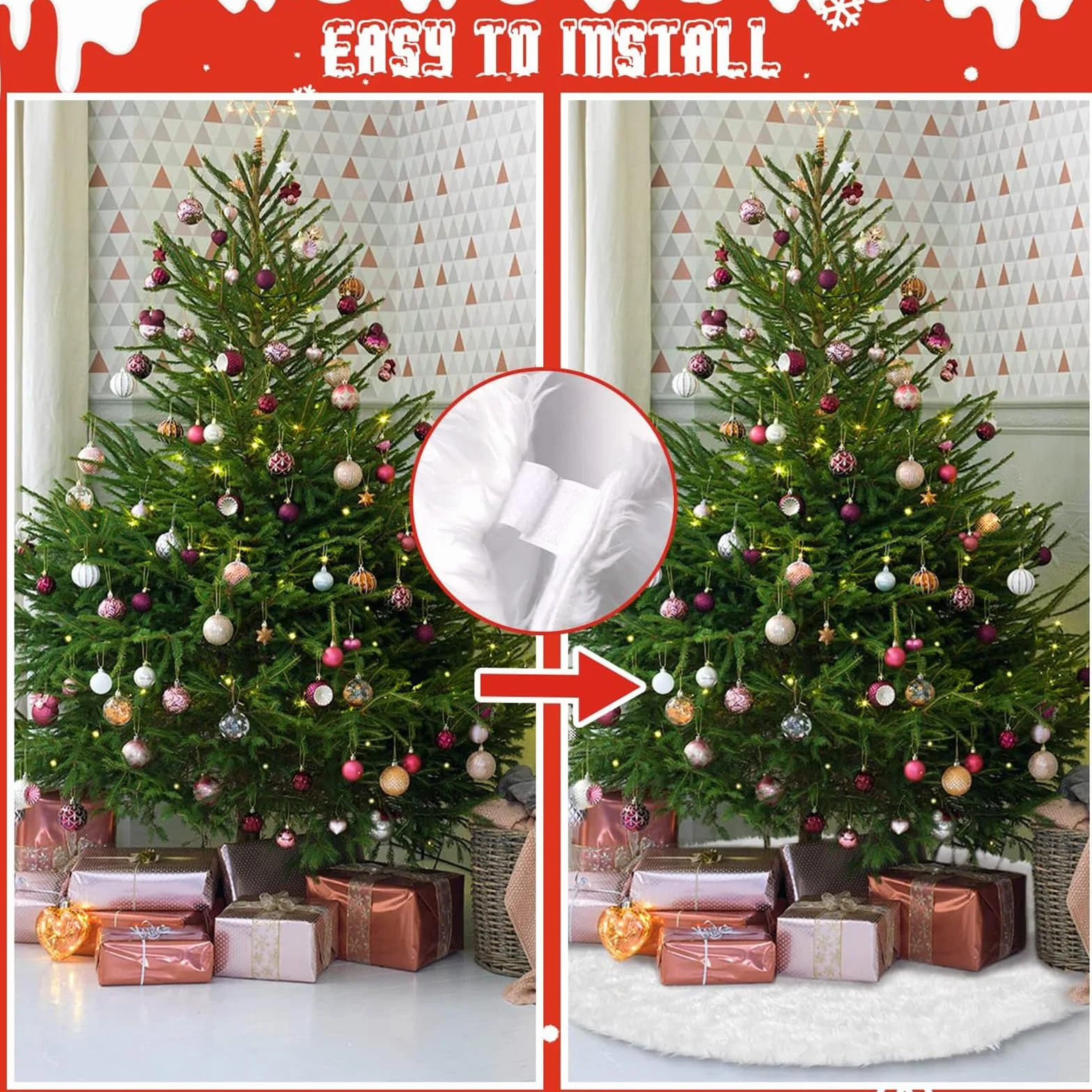 Jupe de Sapin Blanche 78cm Tapis en Peluche Couvre Pied de Noël