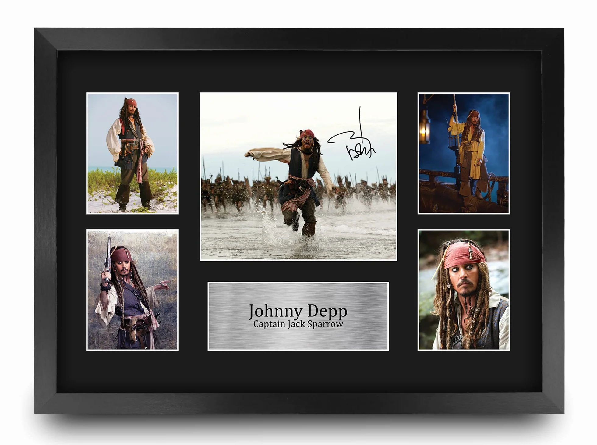 Pirates of the Caribbean Johnny Depp Autographe Affiche Encadrée A3
