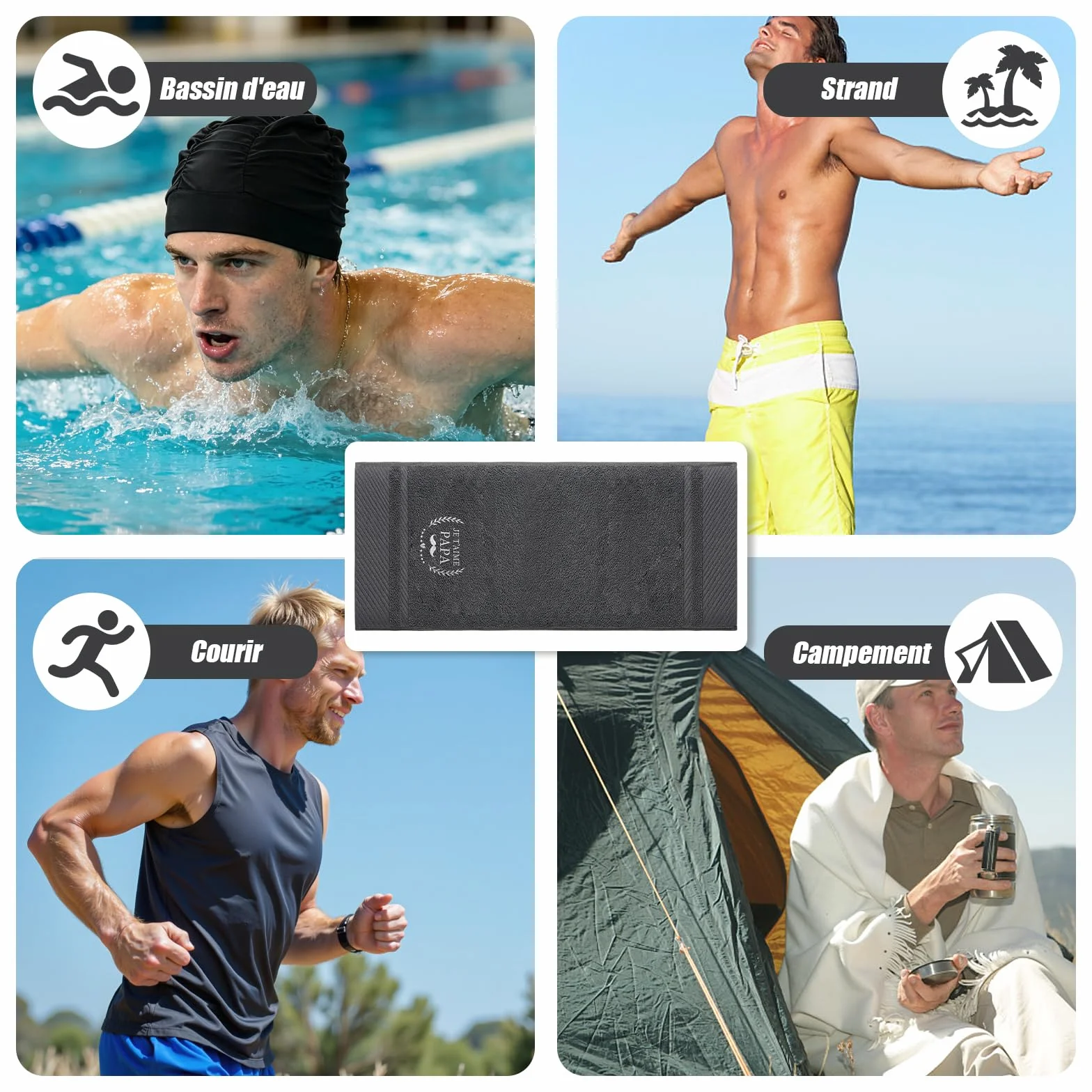Serviette Brodée Cadeau Papa Anniversaire Sport Homme Coffret Élégant Fête des Pères Doux Salle de Bain