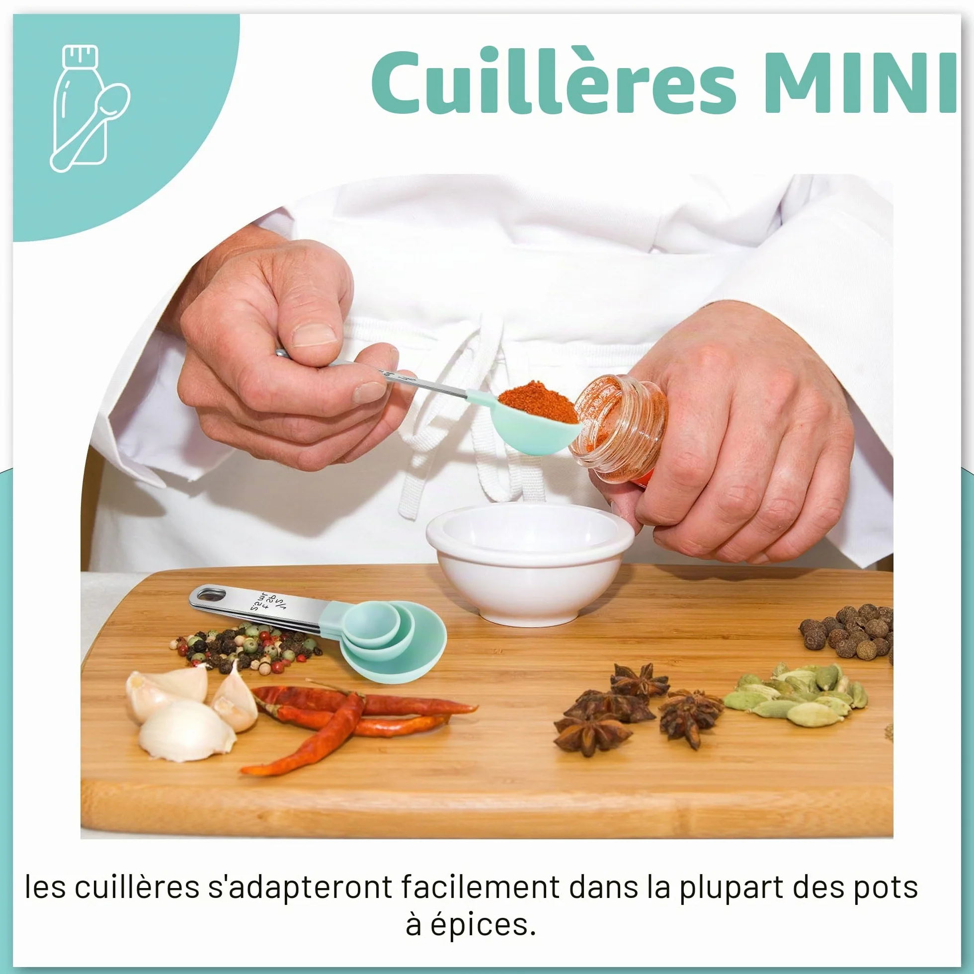 Lot de 8 tasses et cuillères à mesurer en acier inoxydable outil de mesure pour liquides et solides ustensiles de cuisine