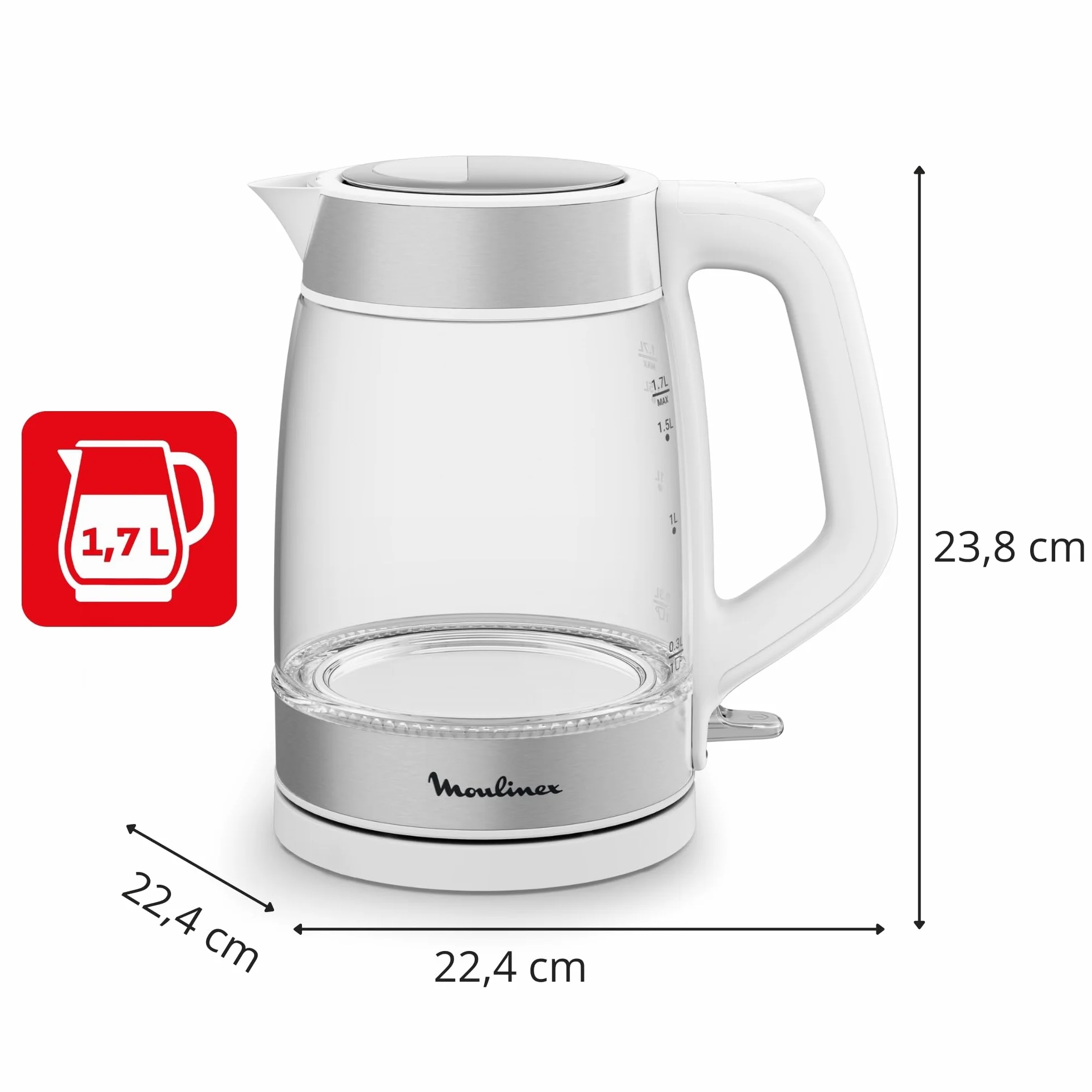 Moulinex Bouilloire Électrique 1,7 L Verre, BY6R5130