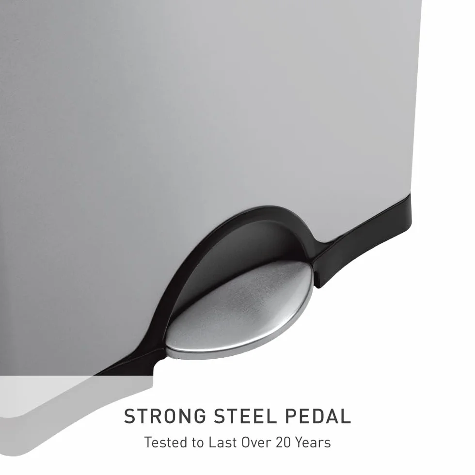 Simplehuman CW1816 poubelle rectangulaire à pédale acier inoxydable brossé 50 litres