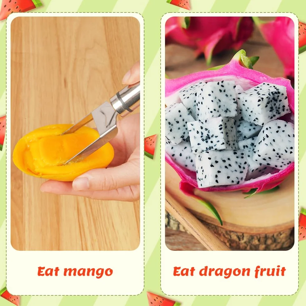 Coupe Fruits 2 en 1 Acier Inoxydable Cuillère à Melon Outil Double Tête OSDUE