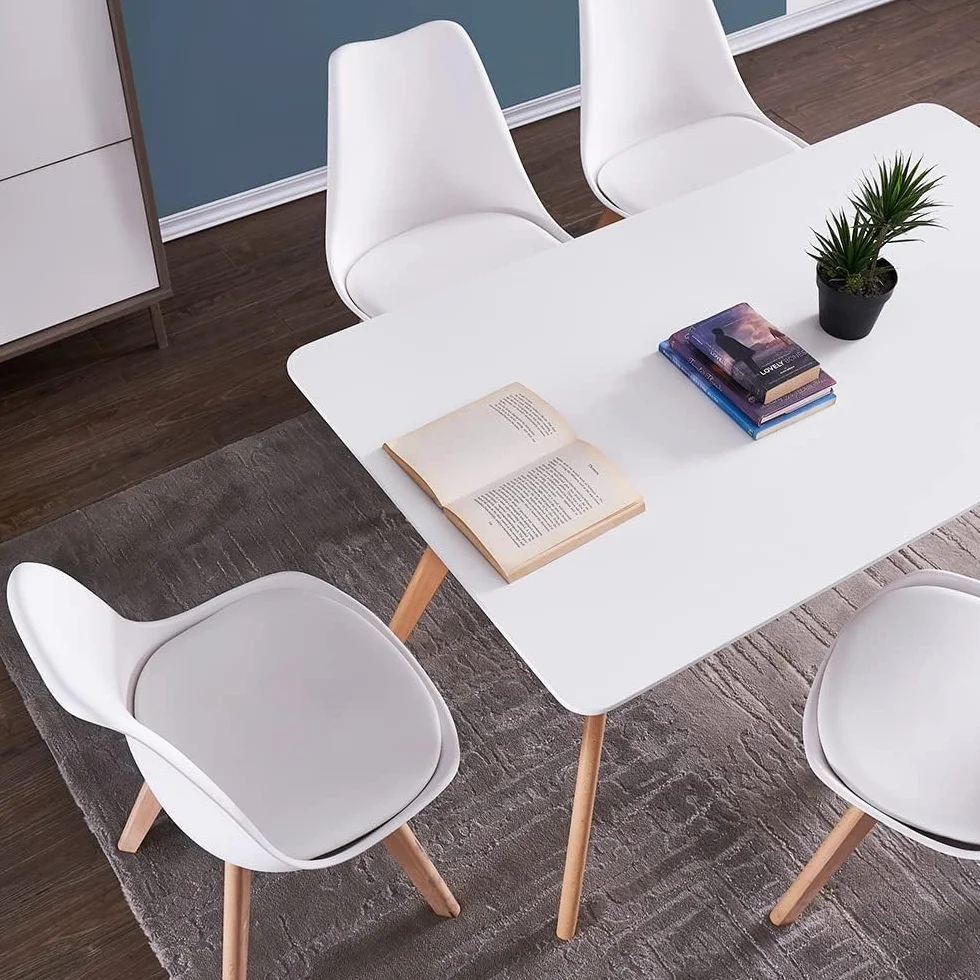 TEENO Chaises Salle à Manger Lot de 4, Scandinaves Bois Blanc