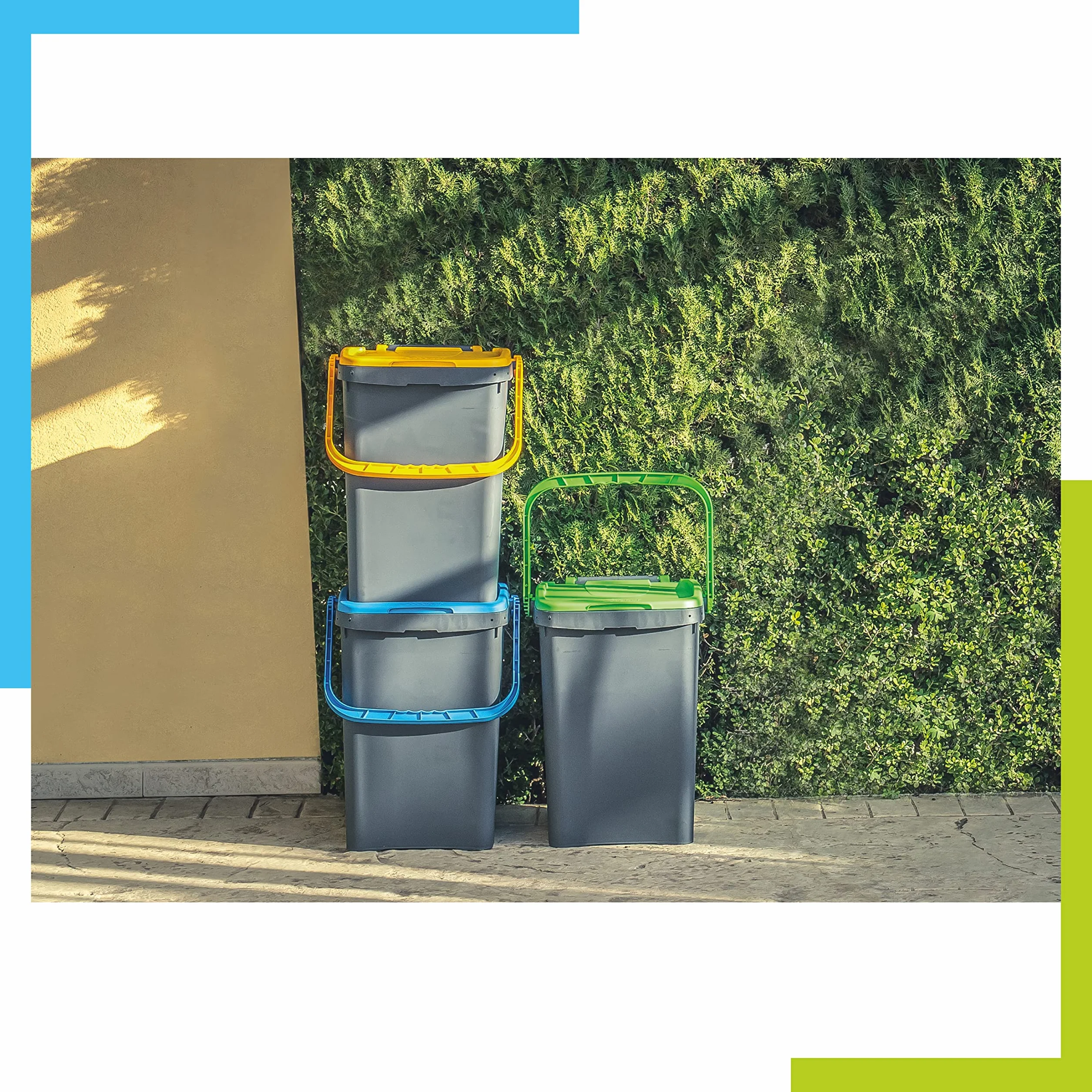 Ecoplast Poubelle collecte différenciée 20 l plastique recyclée vert 34,5 cm