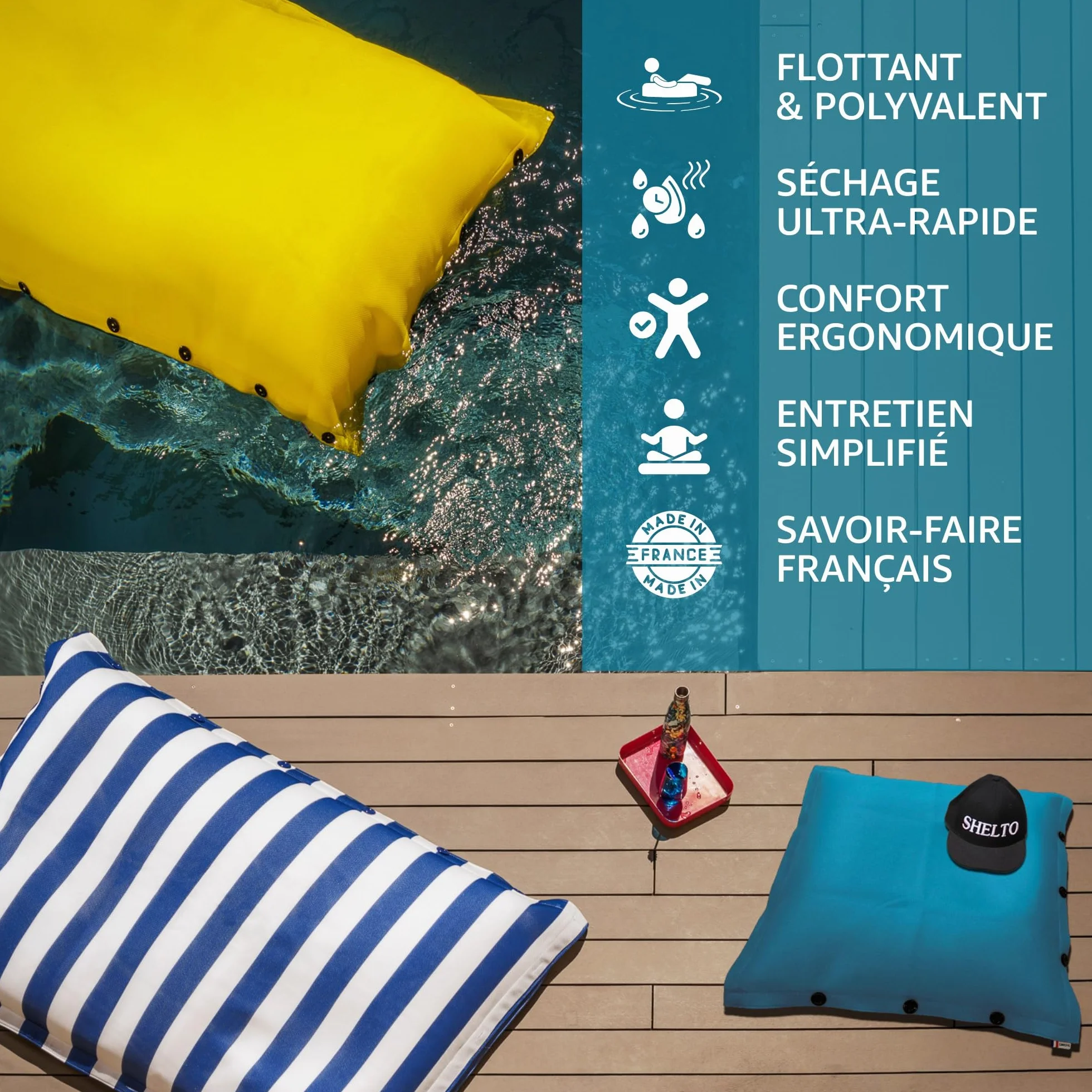 Regatta Pouf Géant Flottant 125x175 cm Tissu Mesh3D Bleu Polyester Piscine Extérieur