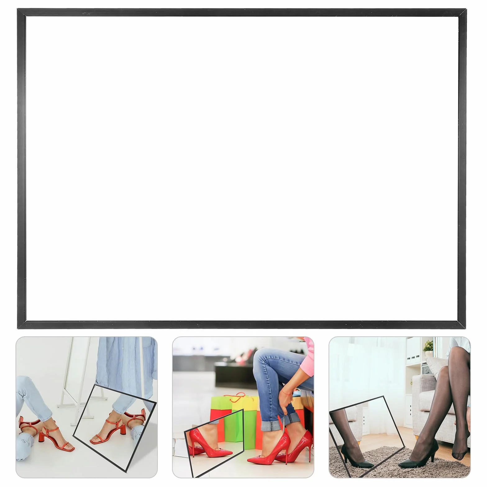 Miroir de Magasin de Chaussures en Alliage d'Aluminium et Verre Noir, Reflet Clair et Stable