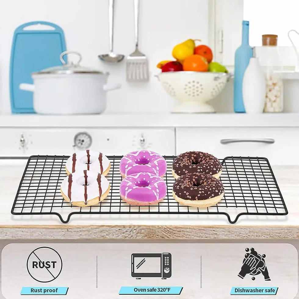 Lot de 2 grilles de refroidissement pour gâteau 40 x 25 x 2 cm avec pieds stables