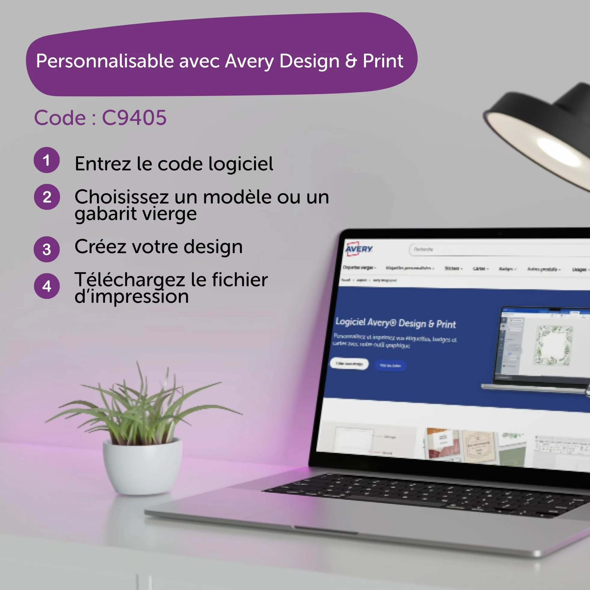 Avery Transferts Textile A4 8 feuilles impression jet encre pour motifs sur tissus clairs
