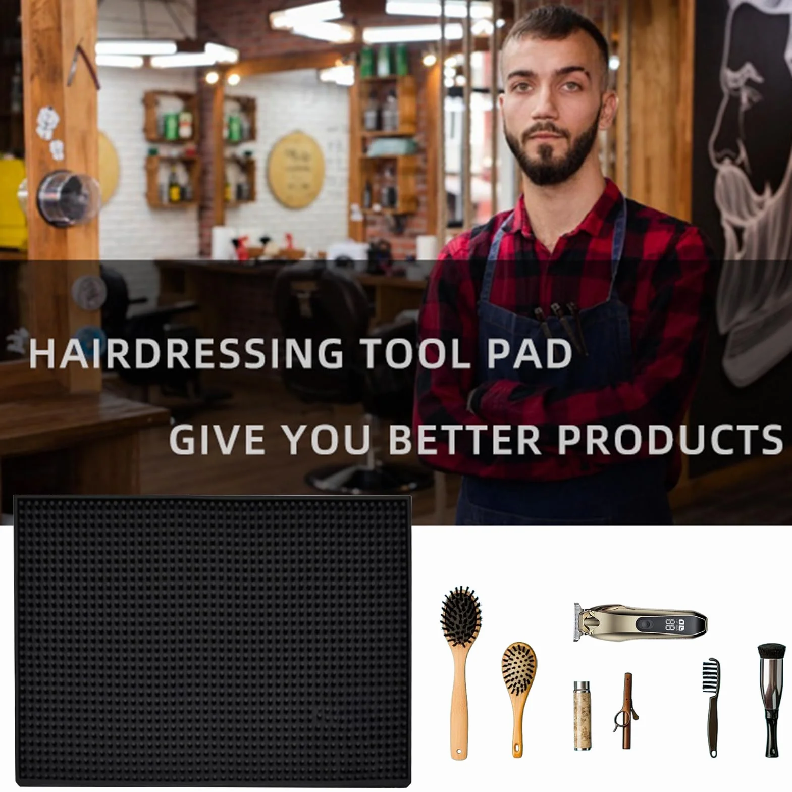 Tapis de salon pour coiffure en silicone - Organisateur d'outils de coiffure