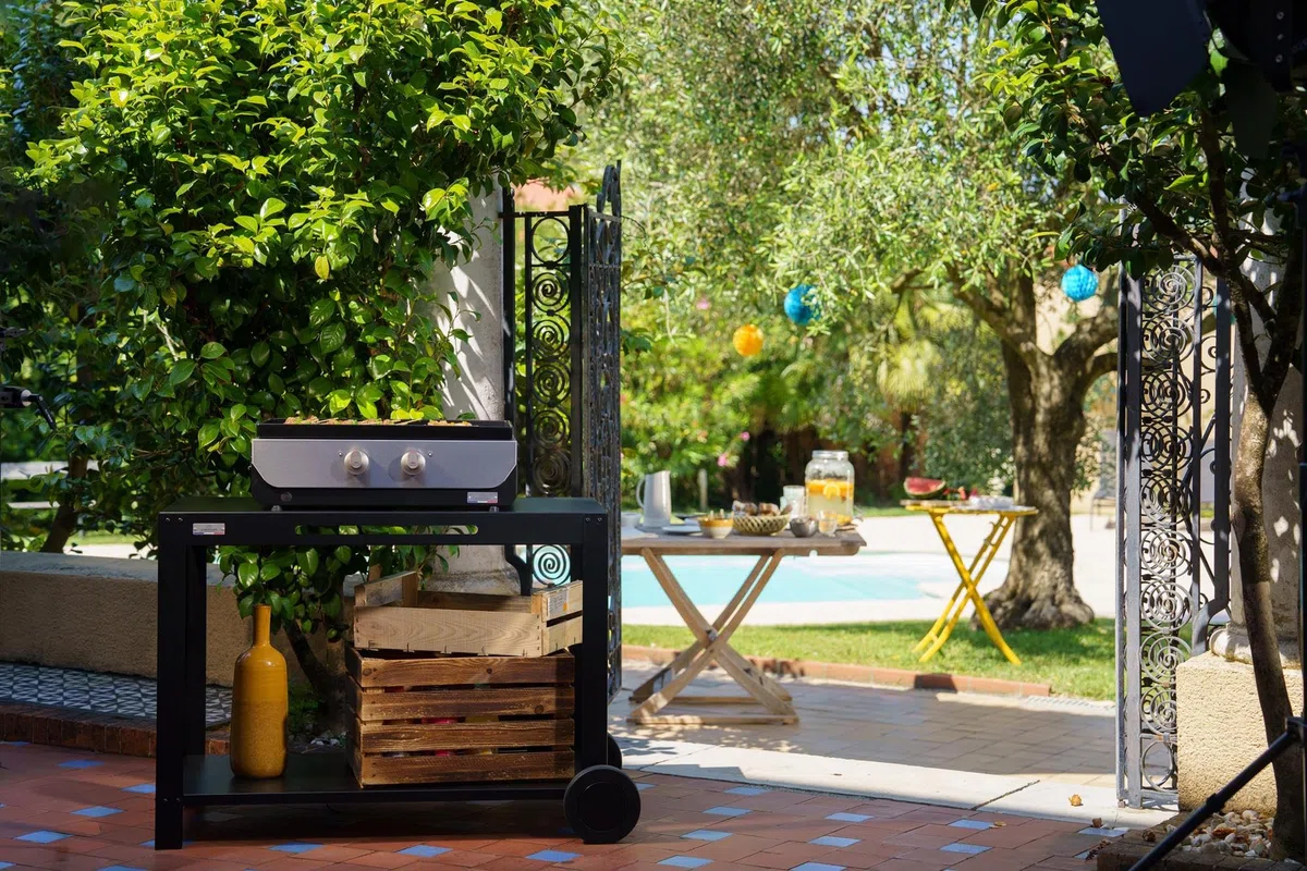 LE MARQUIER Table Desserte 110 XL Noire pour Plancha et Barbecue extérieure