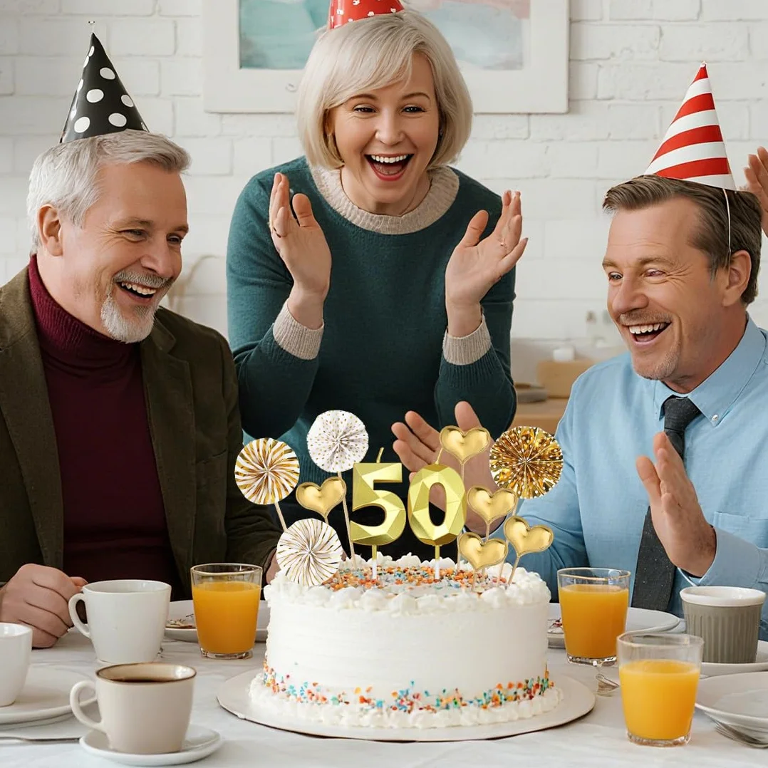 Bougies d'anniversaire 50 Ans pour Gâteau, Décoration Fête Homme Femme