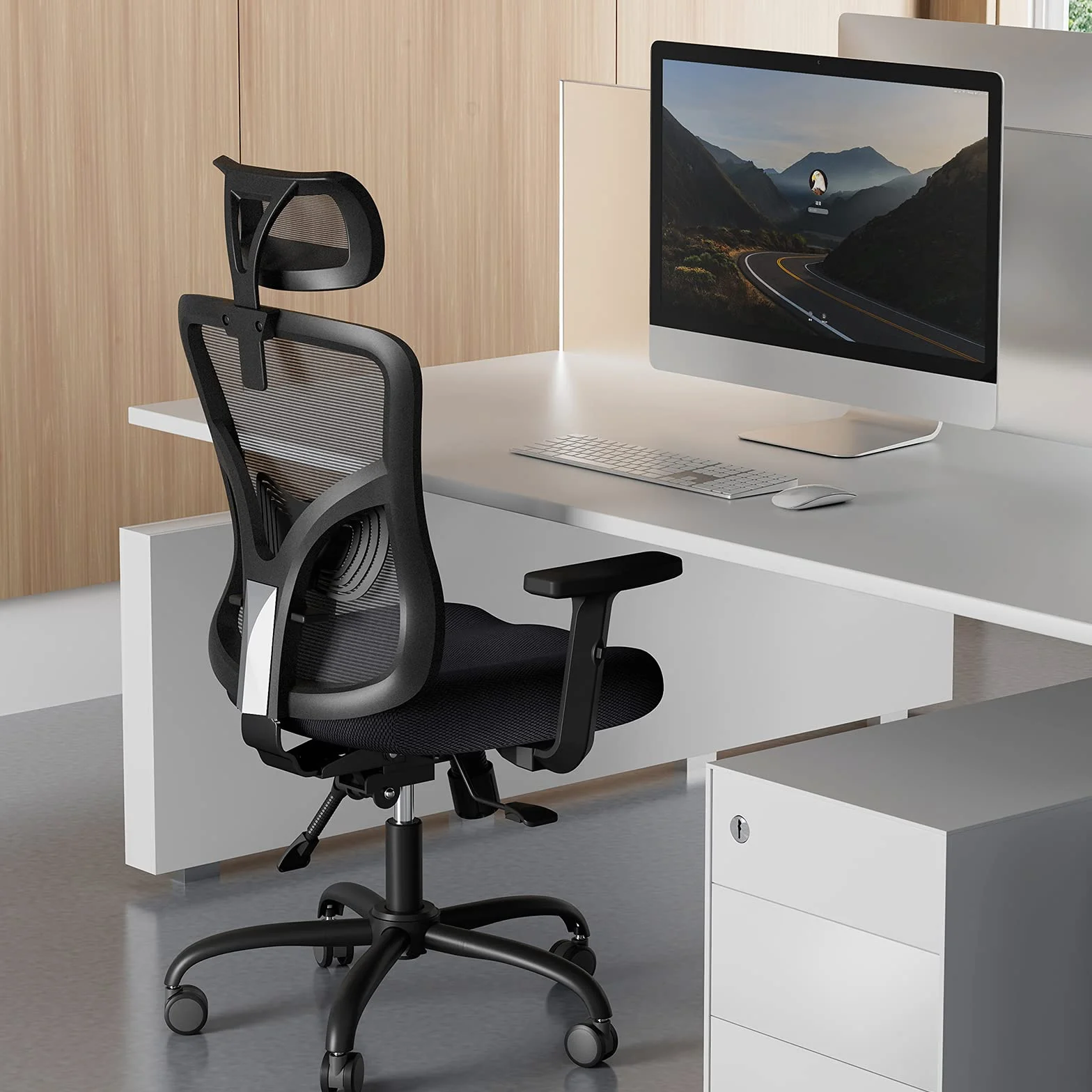 NOBLEWELL Chaise de Bureau Ergonomique Support Lombaire Appui-tête 2D Accoudoirs Réglables Coussin Amélioré Inclinaison Bascule 130° Ordinateur Bureau Domicile