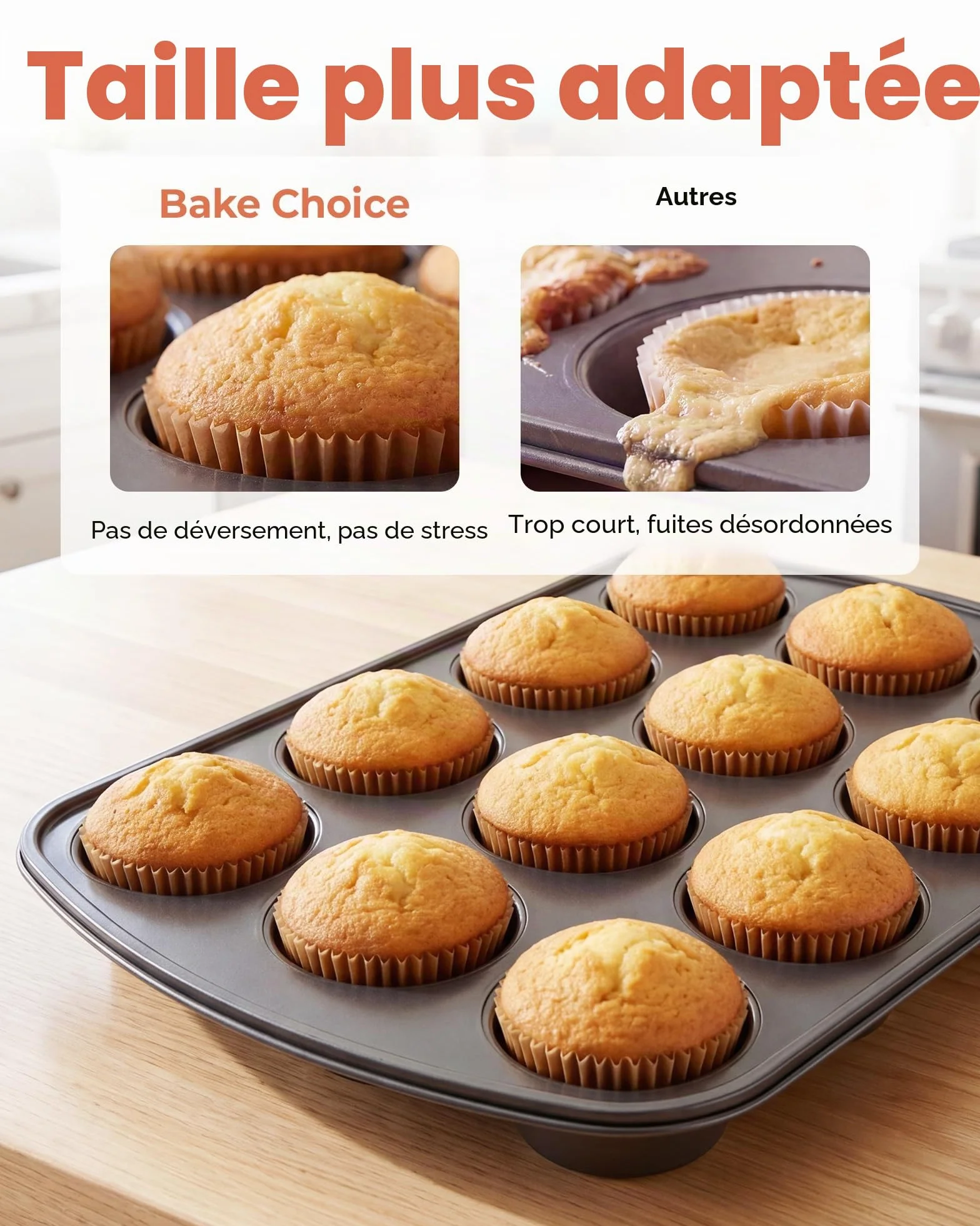 Caissette Muffins Papier 200 pièces Standard Naturel Moule Parchemin Résistant à la Graisse Non Blanchi