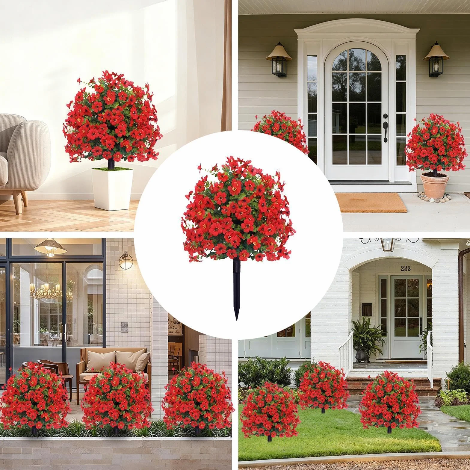 Arbustes Artificiels pour Extérieur - Boule Topiaire Réaliste à Pointes - Factices pour Jardin