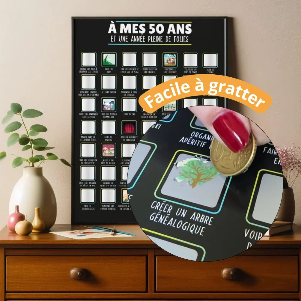Affiche à Gratter Anniversaire 50 ans - Cadeau Original