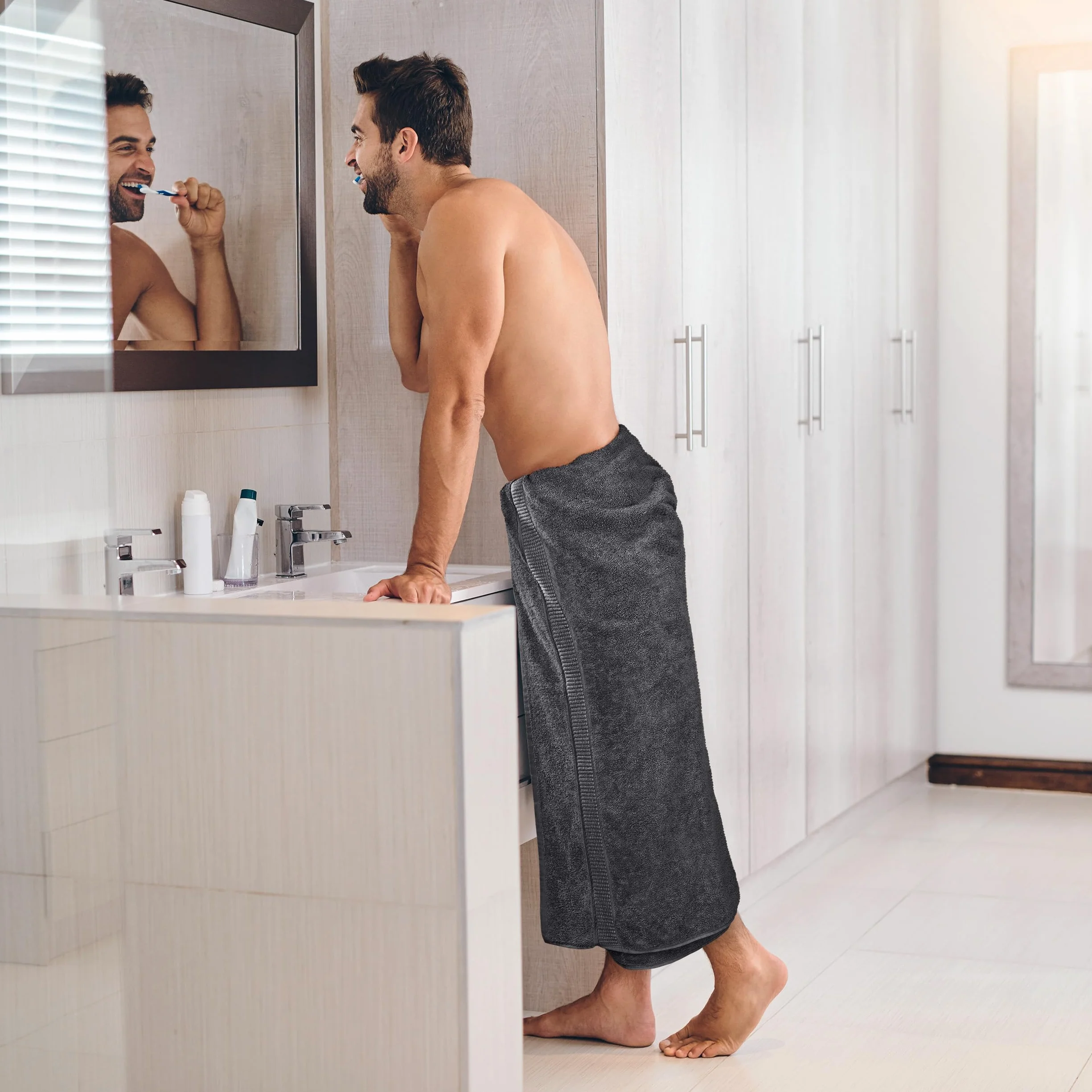 Utopia Towels Drap de Bain géant 2 pièces 100% Coton filé à Anneaux 90 x 180 cm Gris