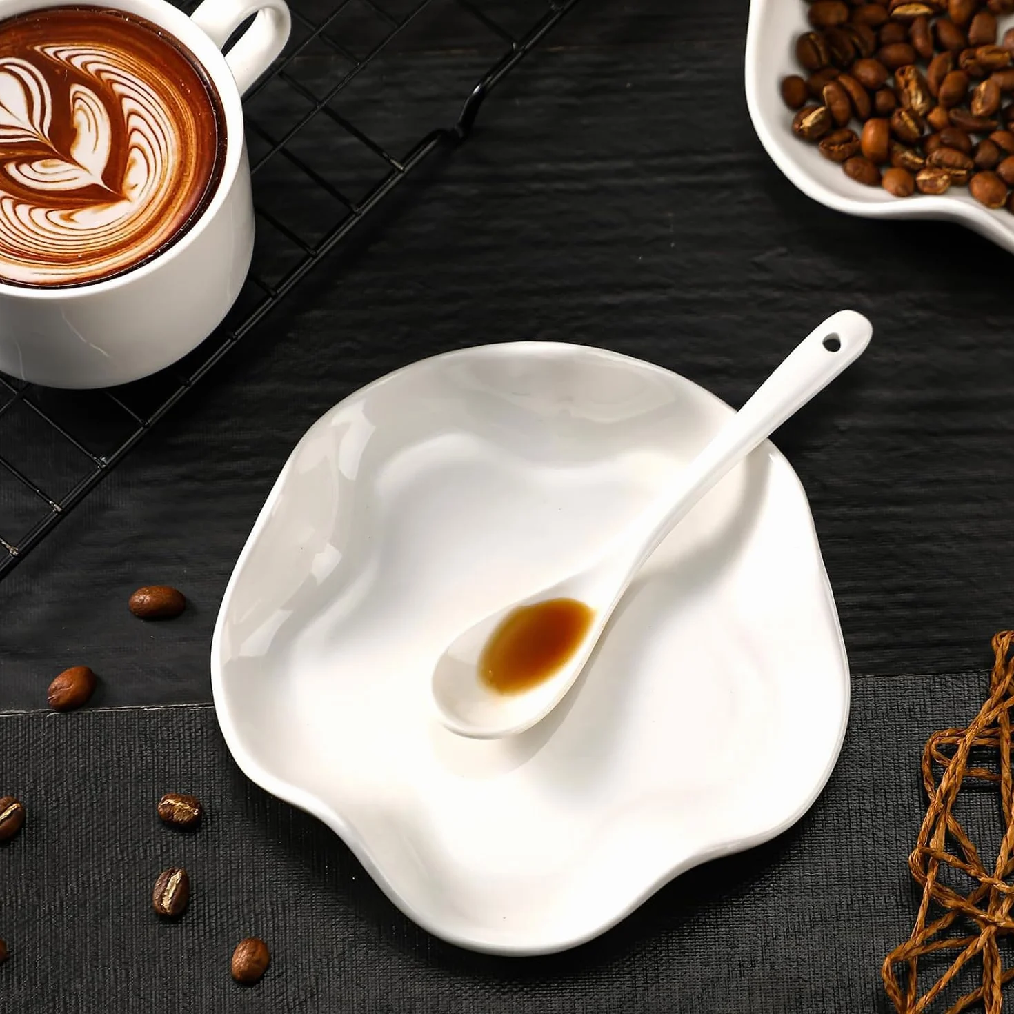 Porte-Cuillère Cuisine Céramique, Support Ustensiles Multifonction Louche Spatule