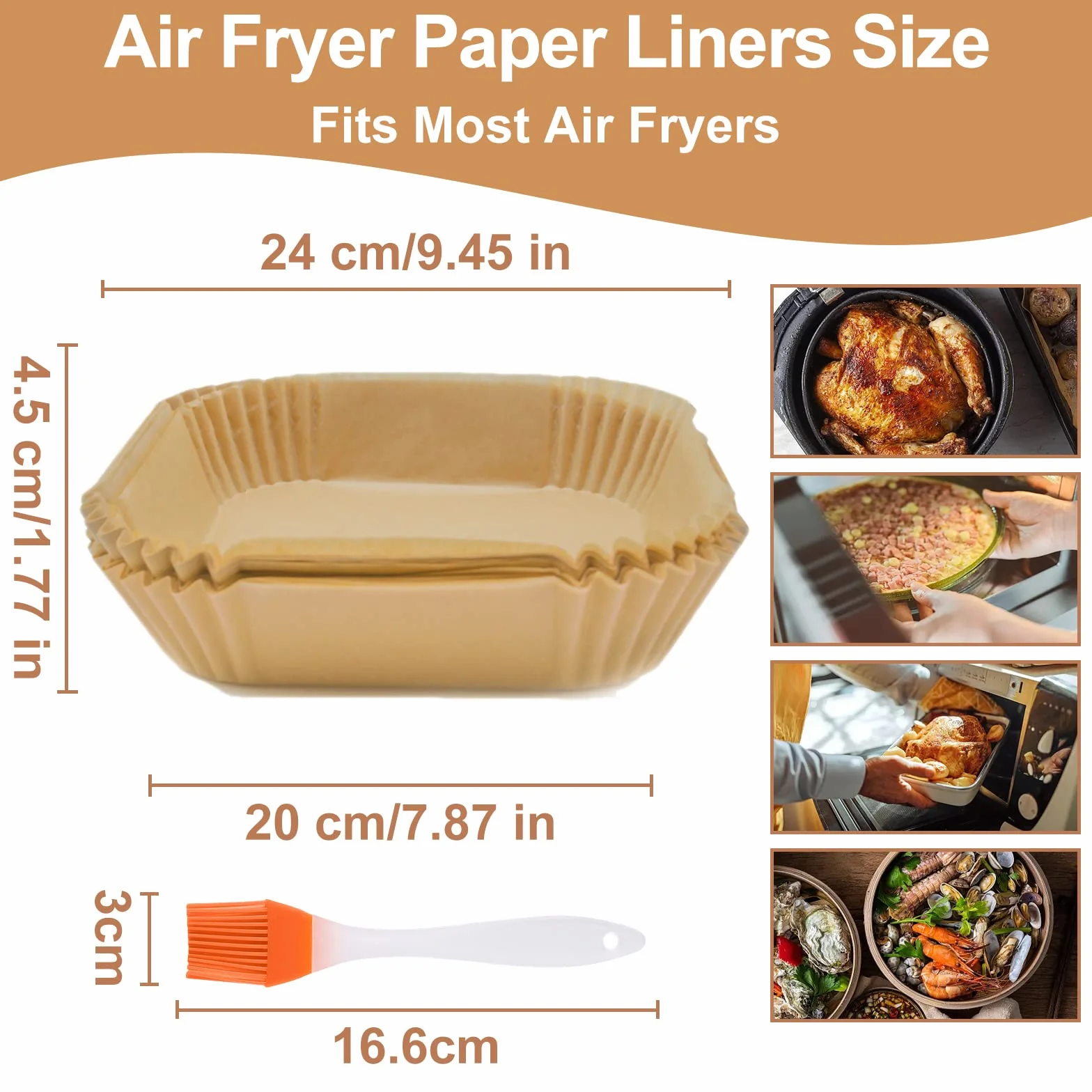 Lot de 100 Feuilles Papier Parchemin pour Friteuse à Air 20 cm Rond Antiadhésif