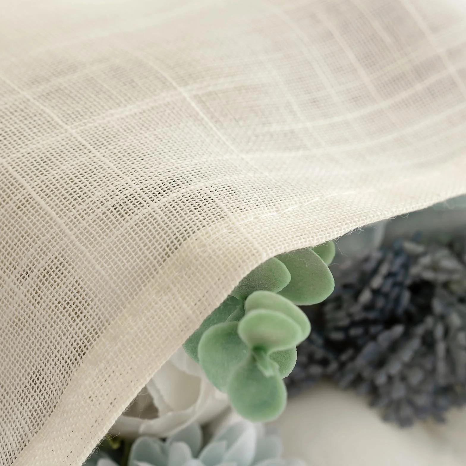 MIULEE Lot de 2 Rideaux Voilages Lin Imitation Transparents 140x200cm Beige léger