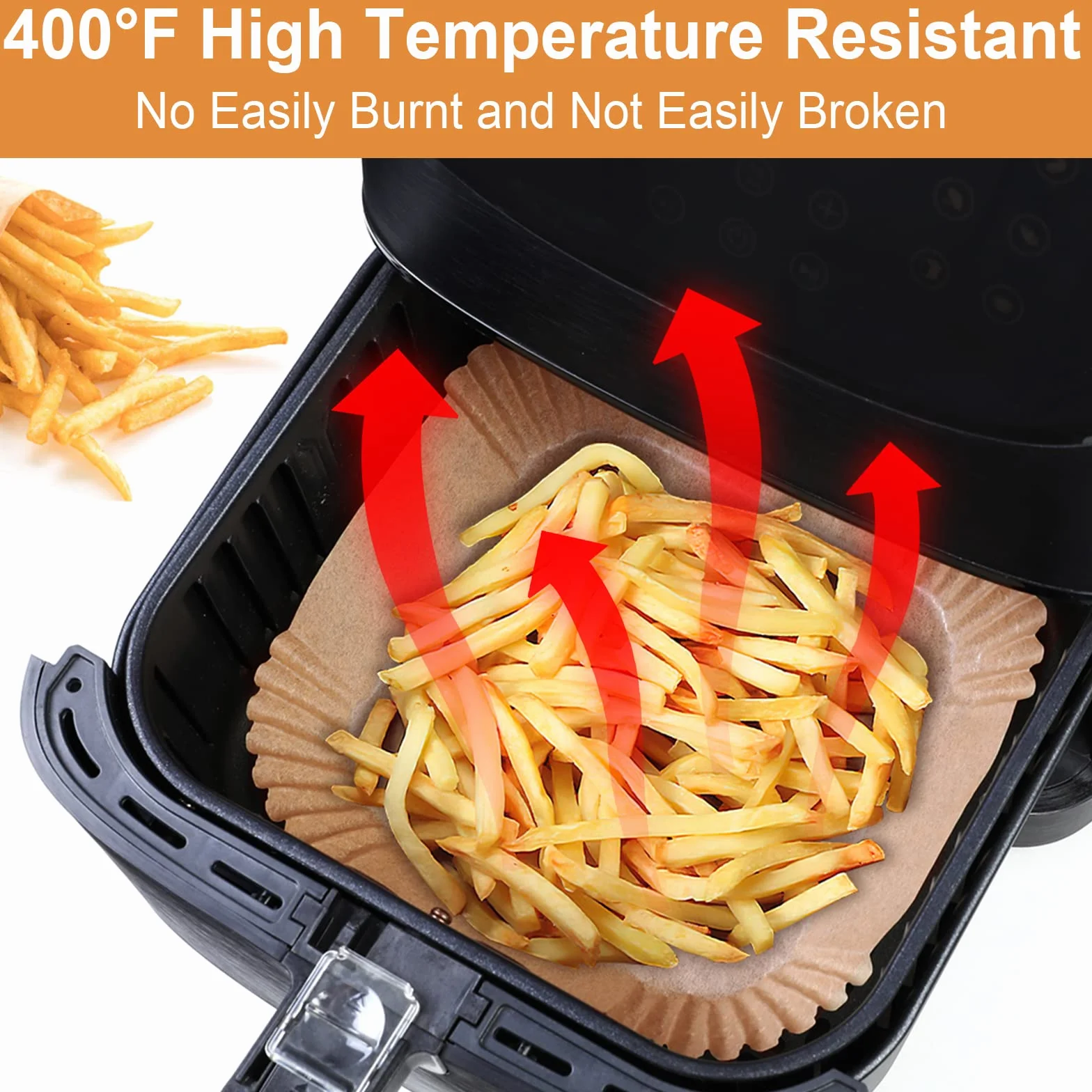 Papier Sulfurisé pour Air Fryer 20cm 100 Pièces Jetable Antiadhésive Sans Huile