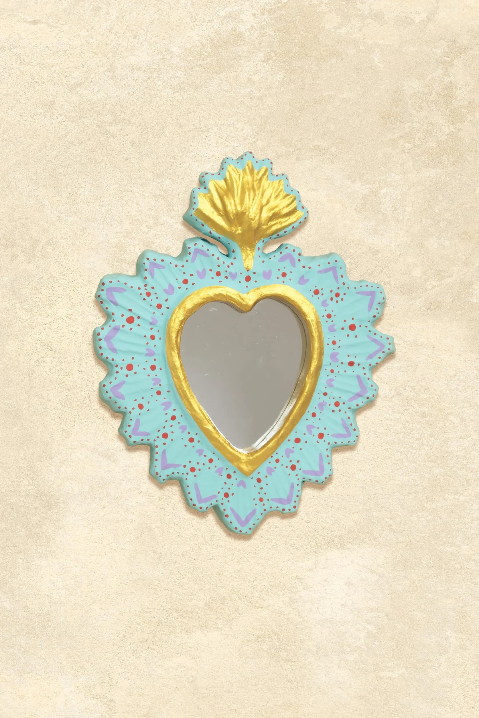 Décopatch HD105C Support Papier mâché Brun Ex-voto Cœur Miroir 21,5x2,3x27 cm Décoration DIY