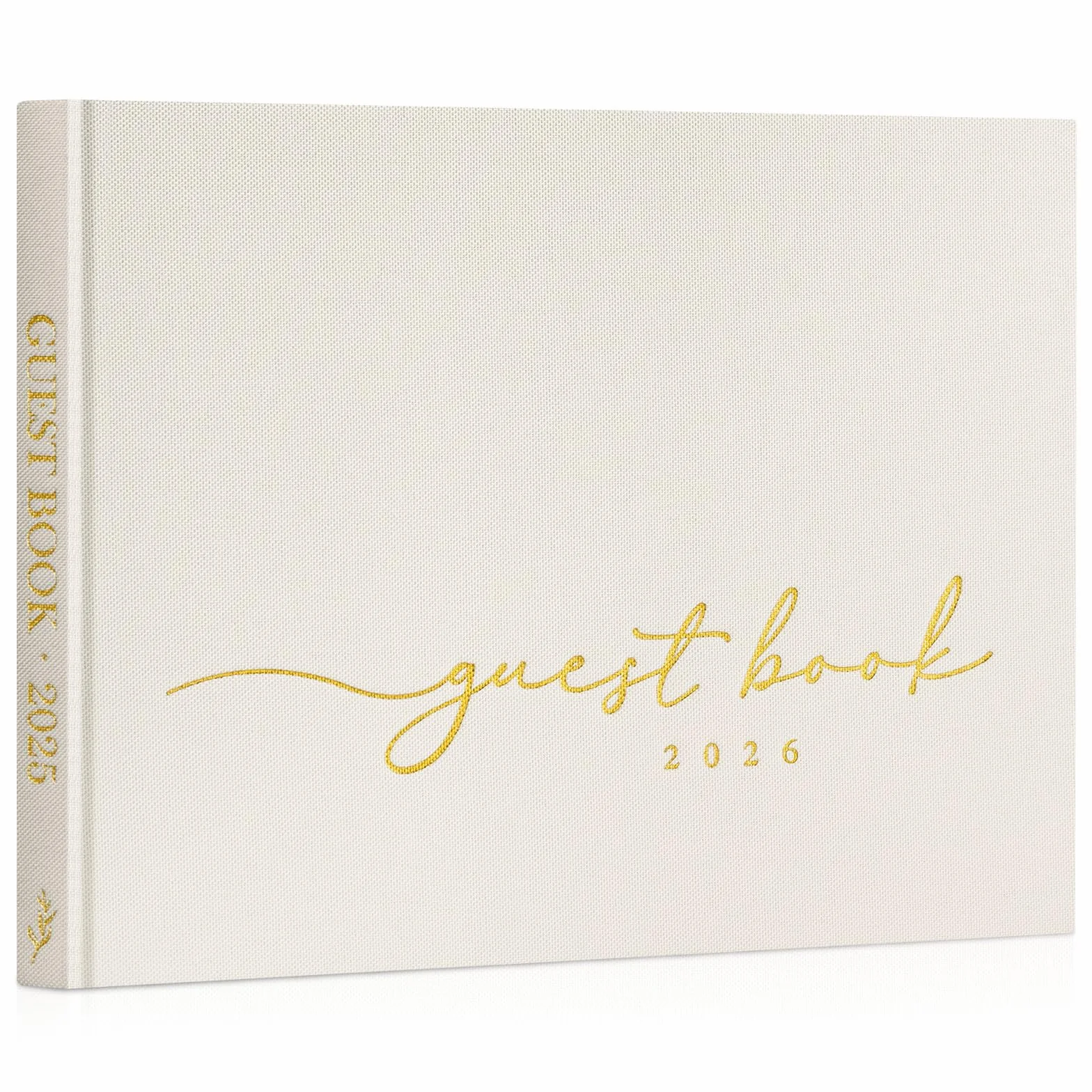 Livre d'or Mariage 2026 en Lin 108 Pages Vierges Crème