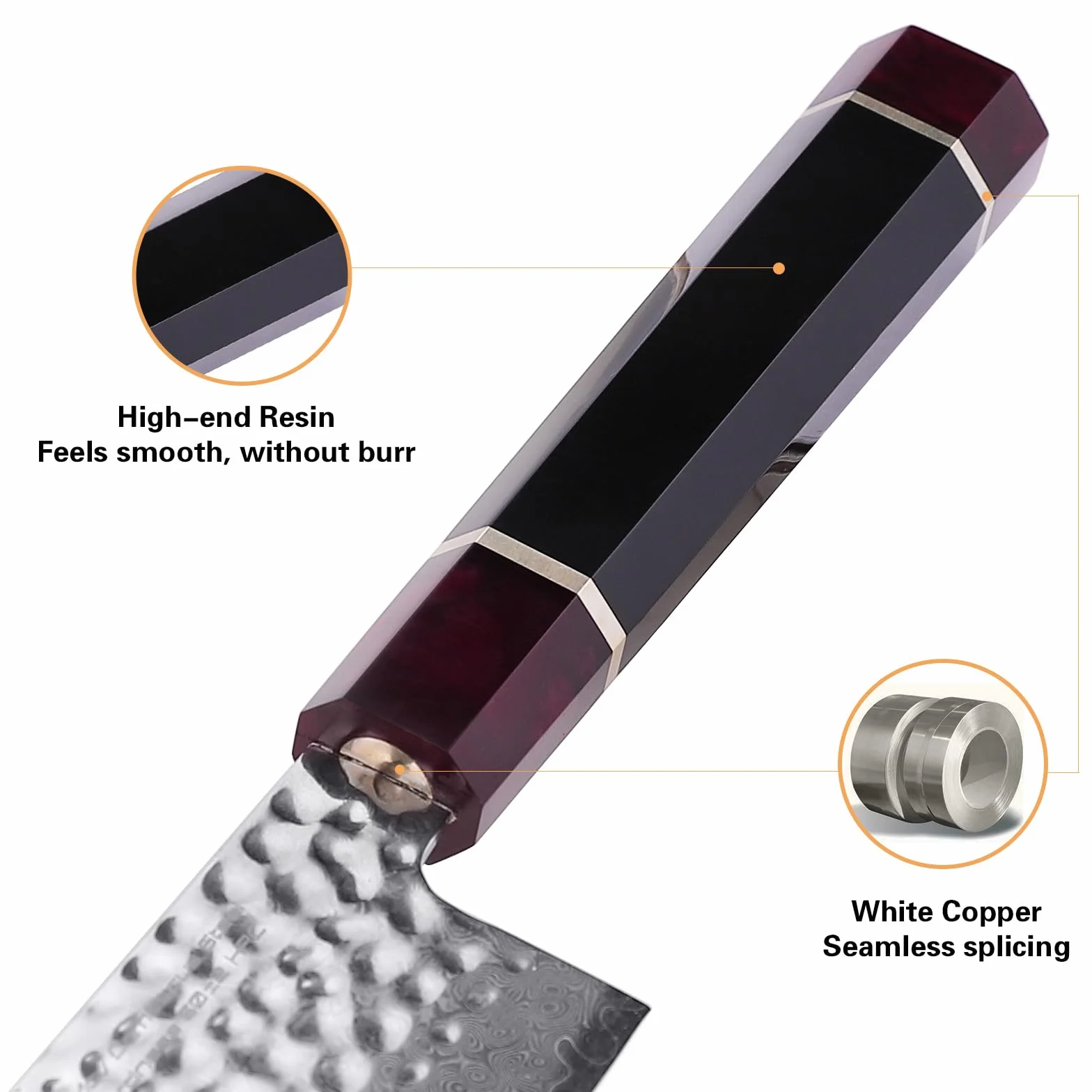 FINDKING Couteau à jambon Eternity Series lame acier damassé 9Cr18MoV manche résine