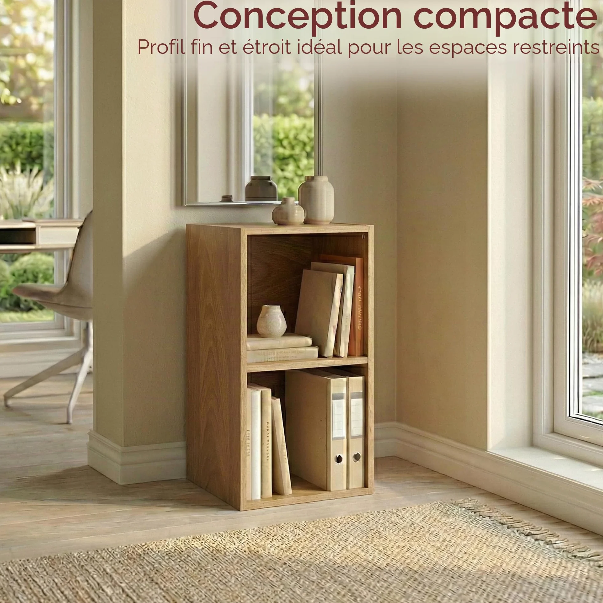 Vida Designs Oxford 2 Niveau Cube Bibliothèque Moderne Rangement H54xW32xD24cm Chêne