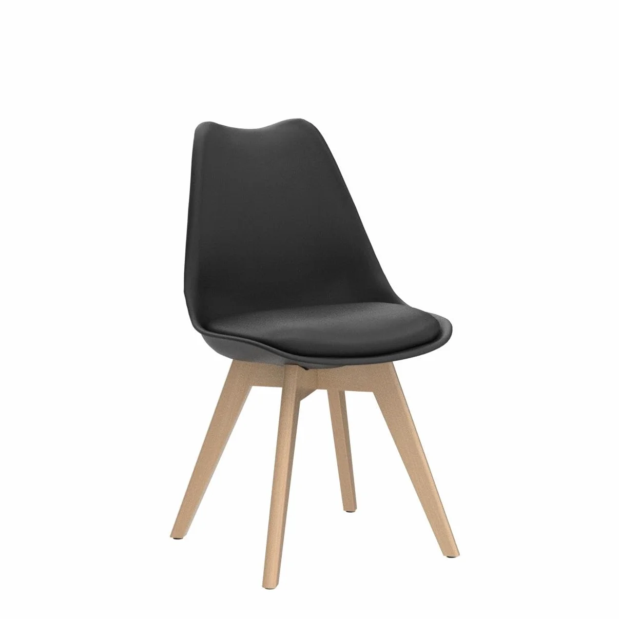 DEWINNER Chaises de Salle à Manger Scandinave Lot de 6, Chaise Noire, Pieds en Bois de Hêtre Massif